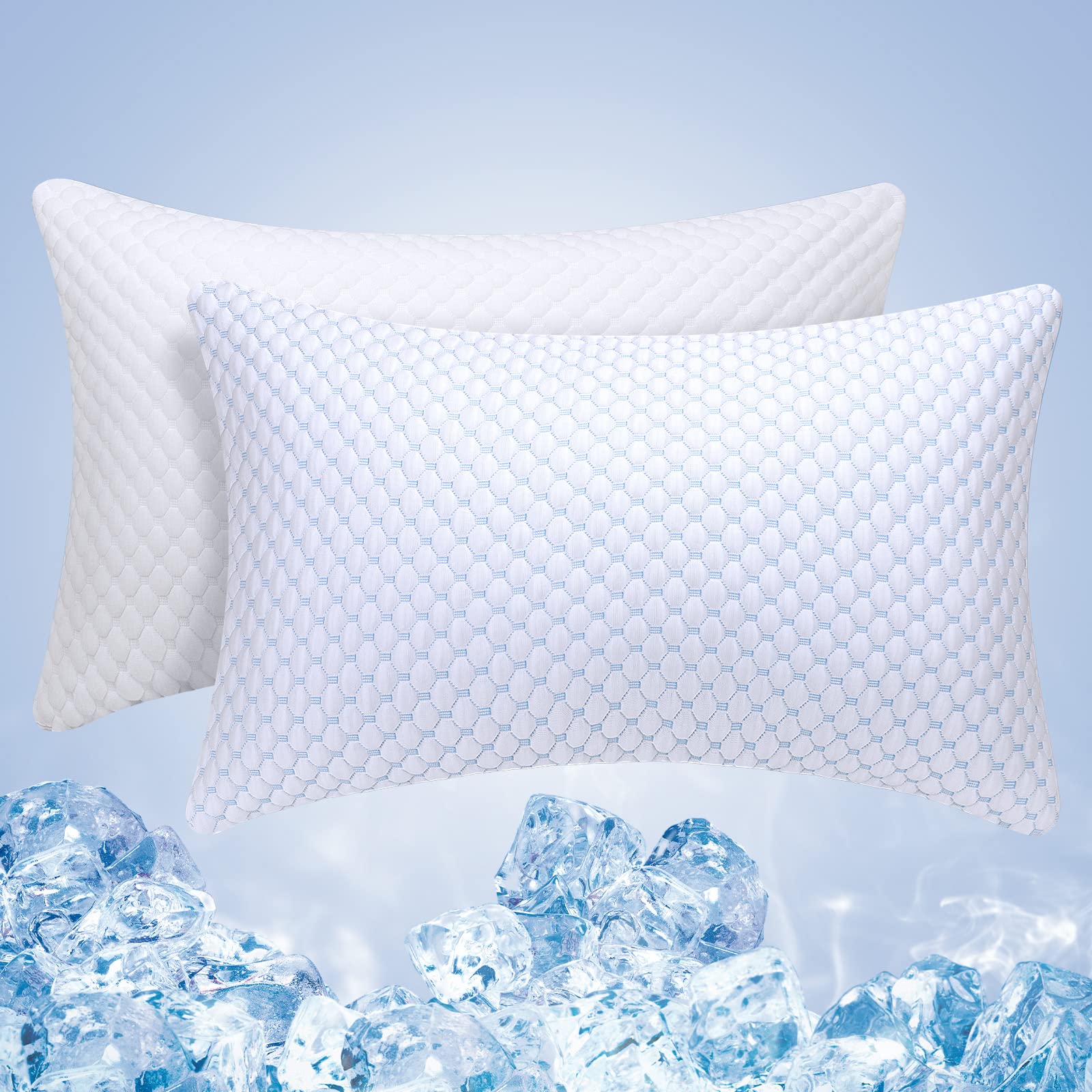 Adjustable Cooling Shredded Memory Foam Pillows King Size Set of 2