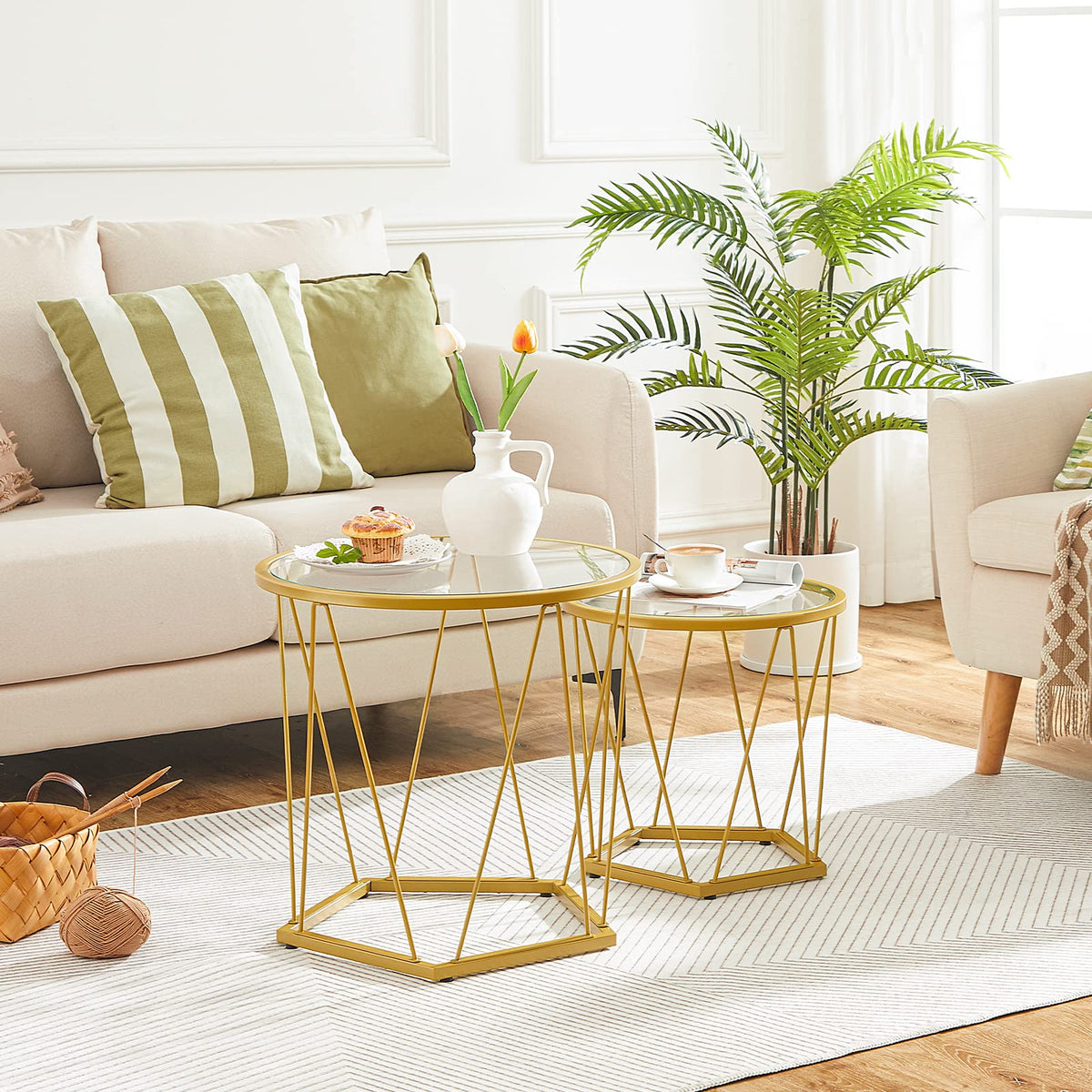 Round Nesting Coffee Table Set of 2 – Gold
