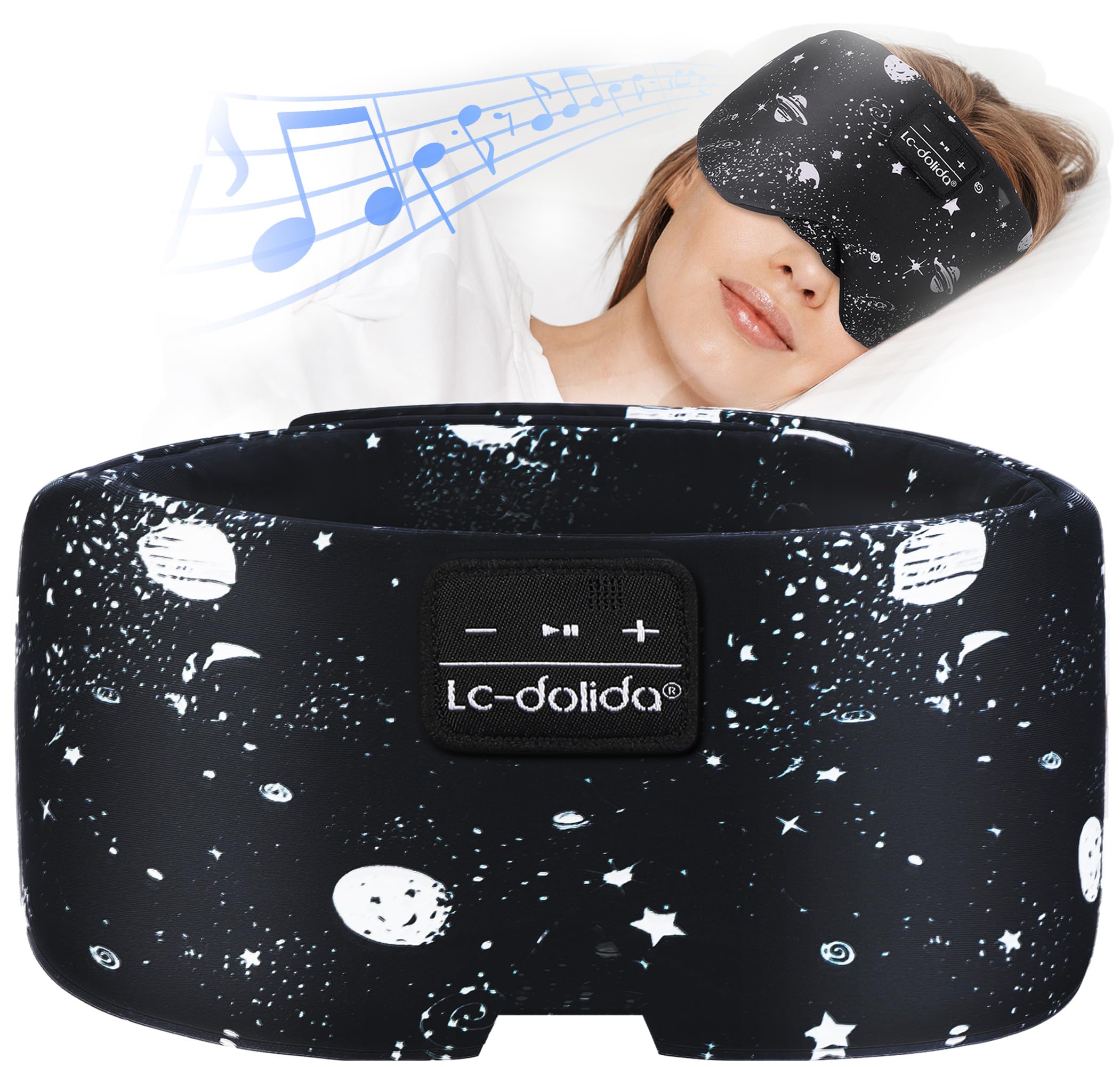 Sleep Mask with Bluetooth Headphones, Extra Large Silk Eye Mask for Sleeping