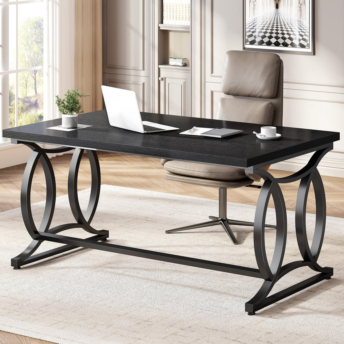 L-Shaped Computer Desk with Metal Legs