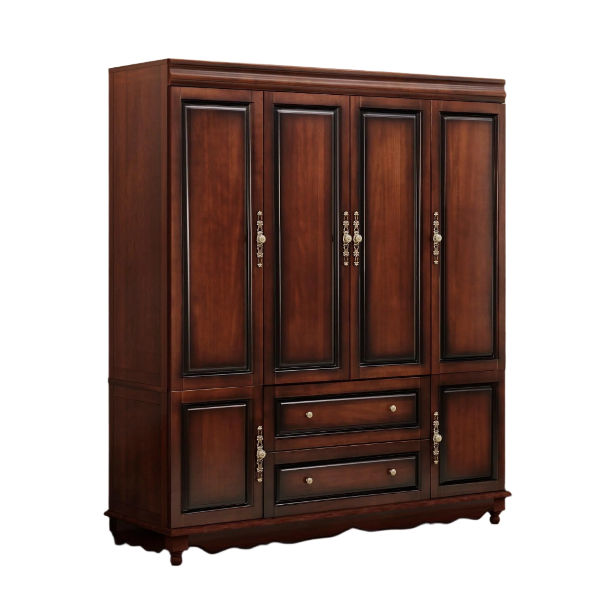 Solid Wood Armoire Wardrobe Closet, Cherry Finish Bedroom Storage