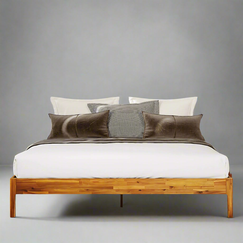 Camila 14'' Luxury Acacia Wood Bed Frame – Heavy Duty Queen Platform