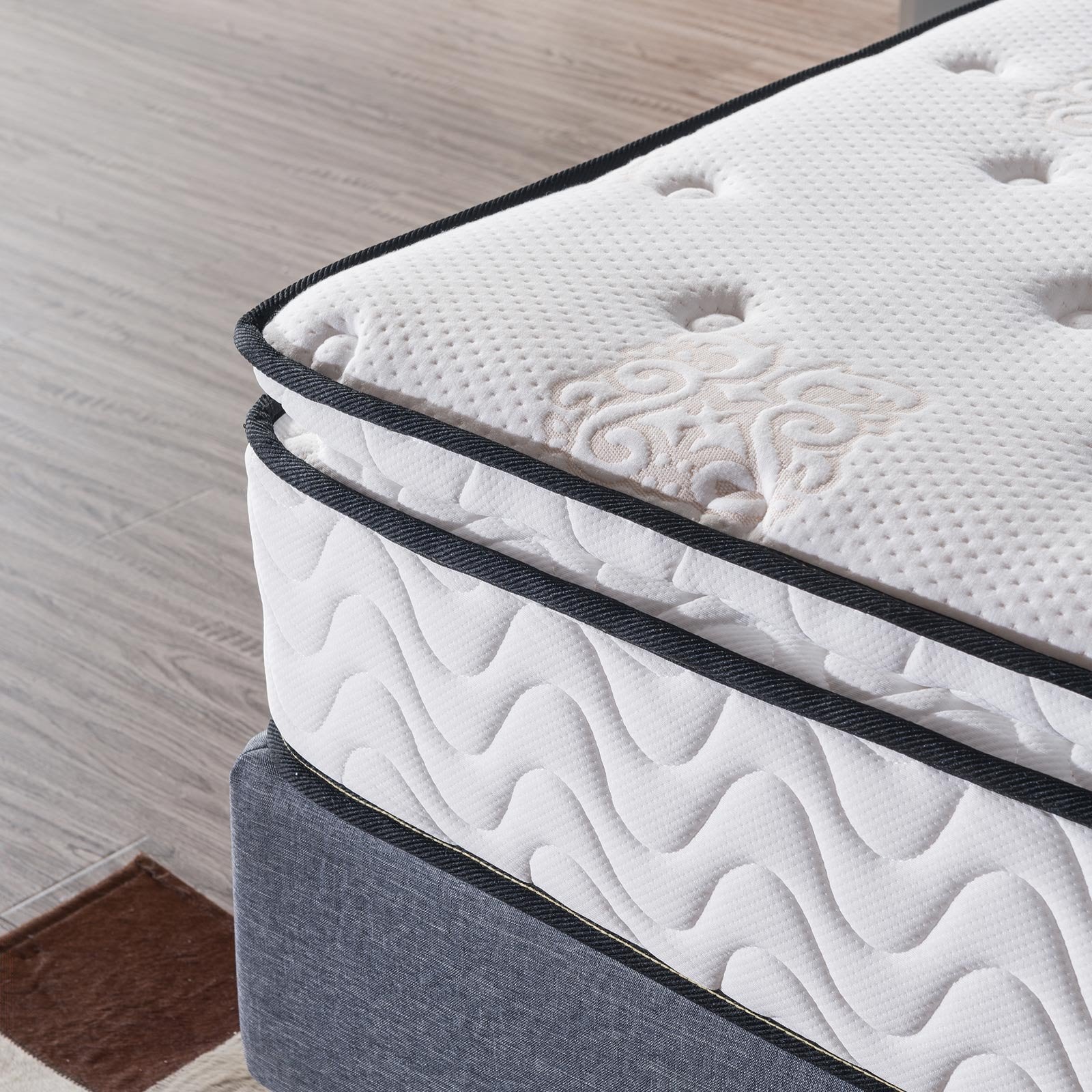 Short Queen Mattress,11.4 Inches Pillow Top Pocket Spring Hybrid RV Mattress