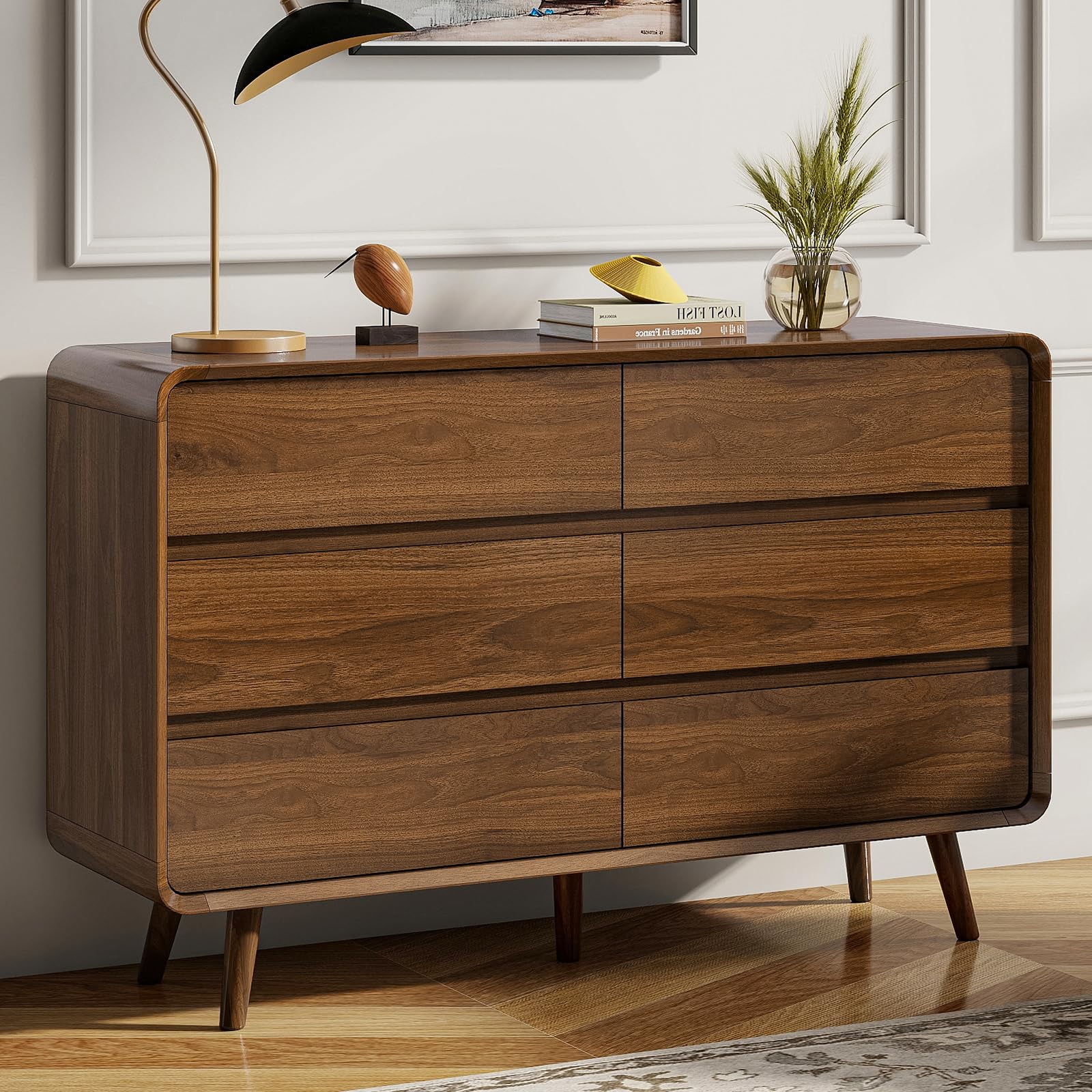 6 Drawer Dresser for Bedroom, Mid Century Modern Dressers & Chests of Drawers