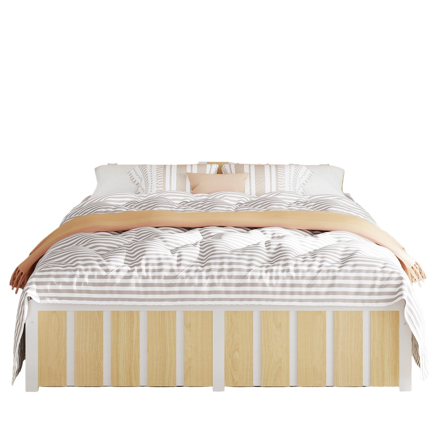 Queen Bed Frame with Storage Headboard & Dual Built-in Storage Drawers