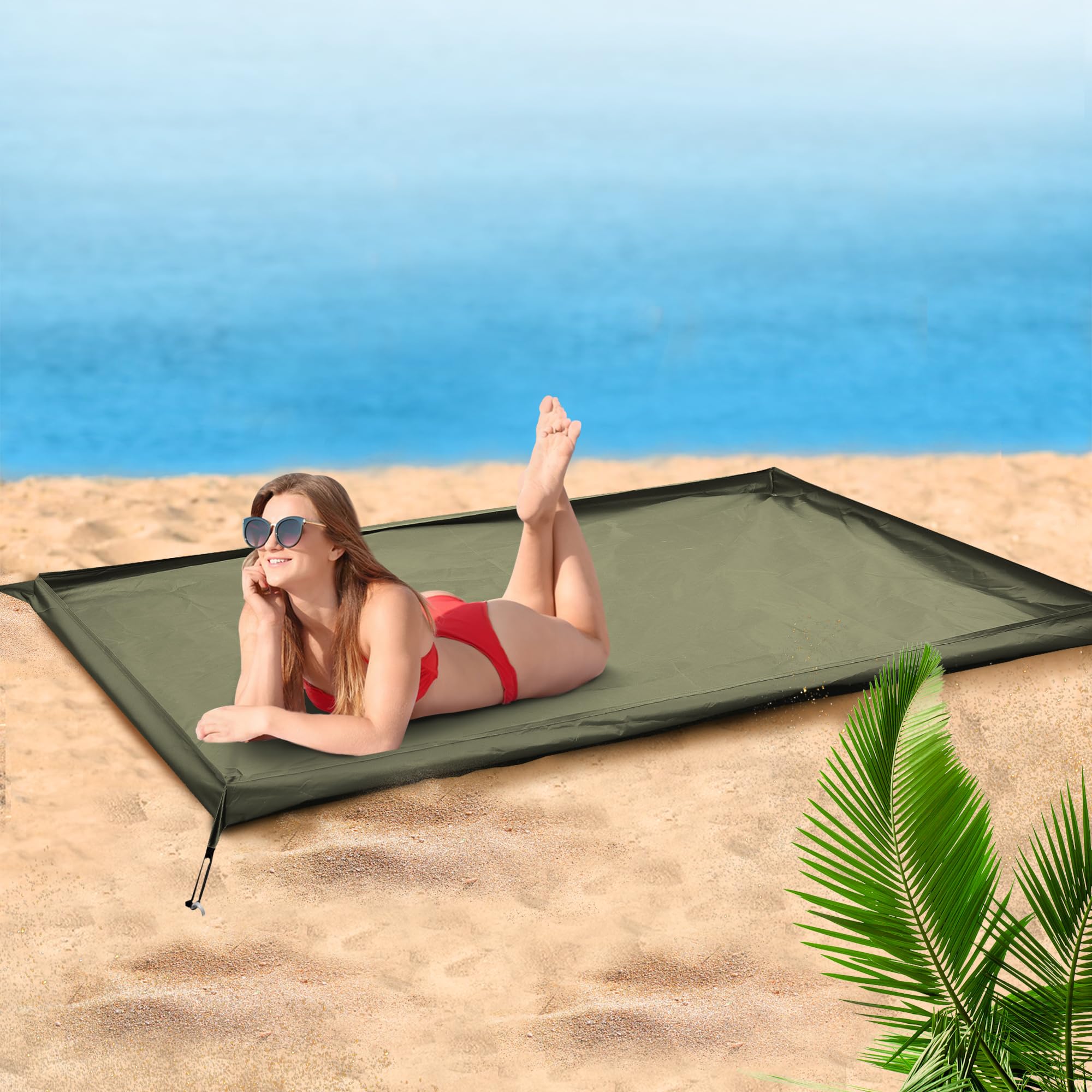 Waterproof Walled Beach Blanket, Enclosed Beach Mat