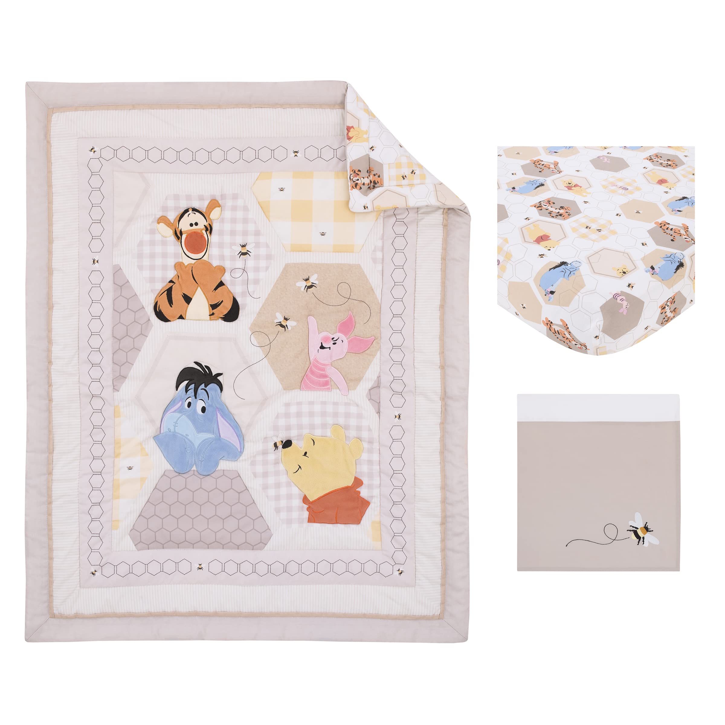 Disney Winnie The Pooh Hugs and Honeycombs Grey, White