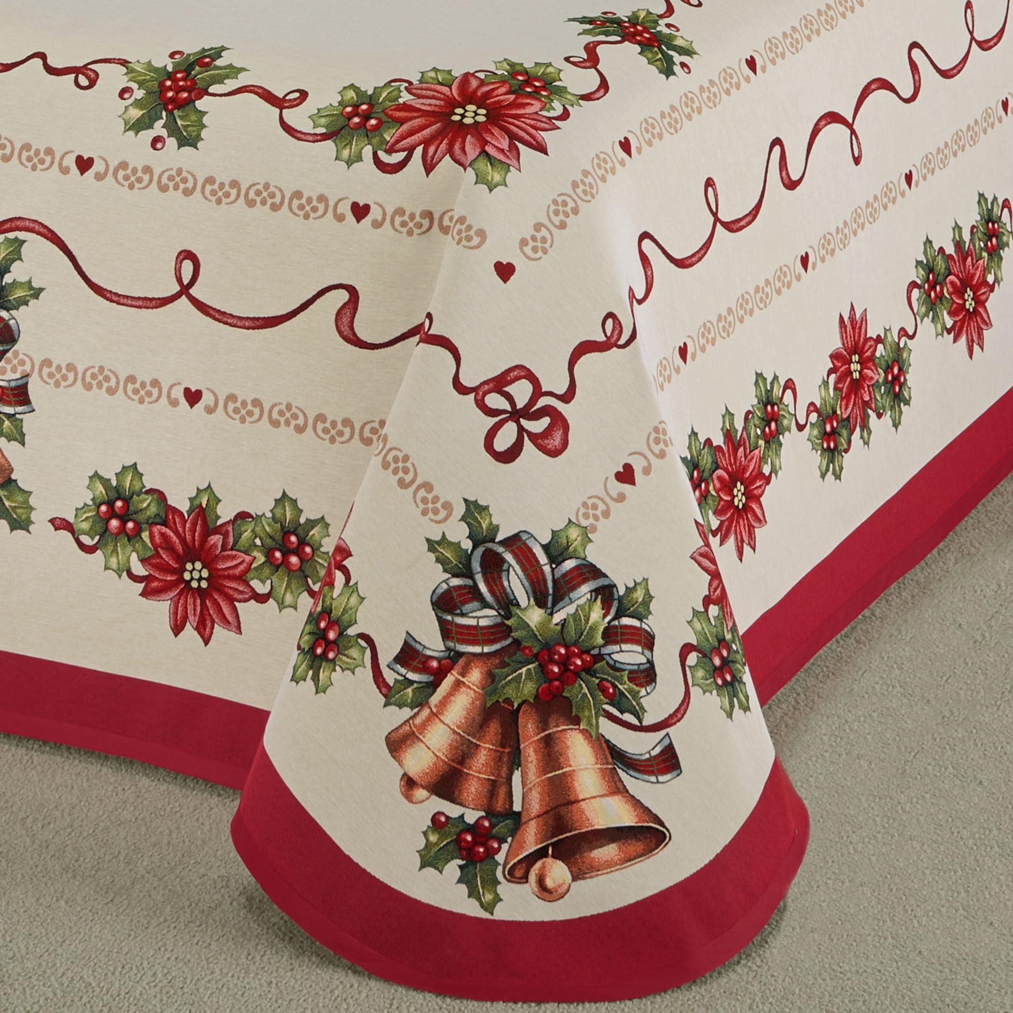 Holiday Bells Luxury Bedding | Lightweight Woven Jacquard Tapestry Style Christmas