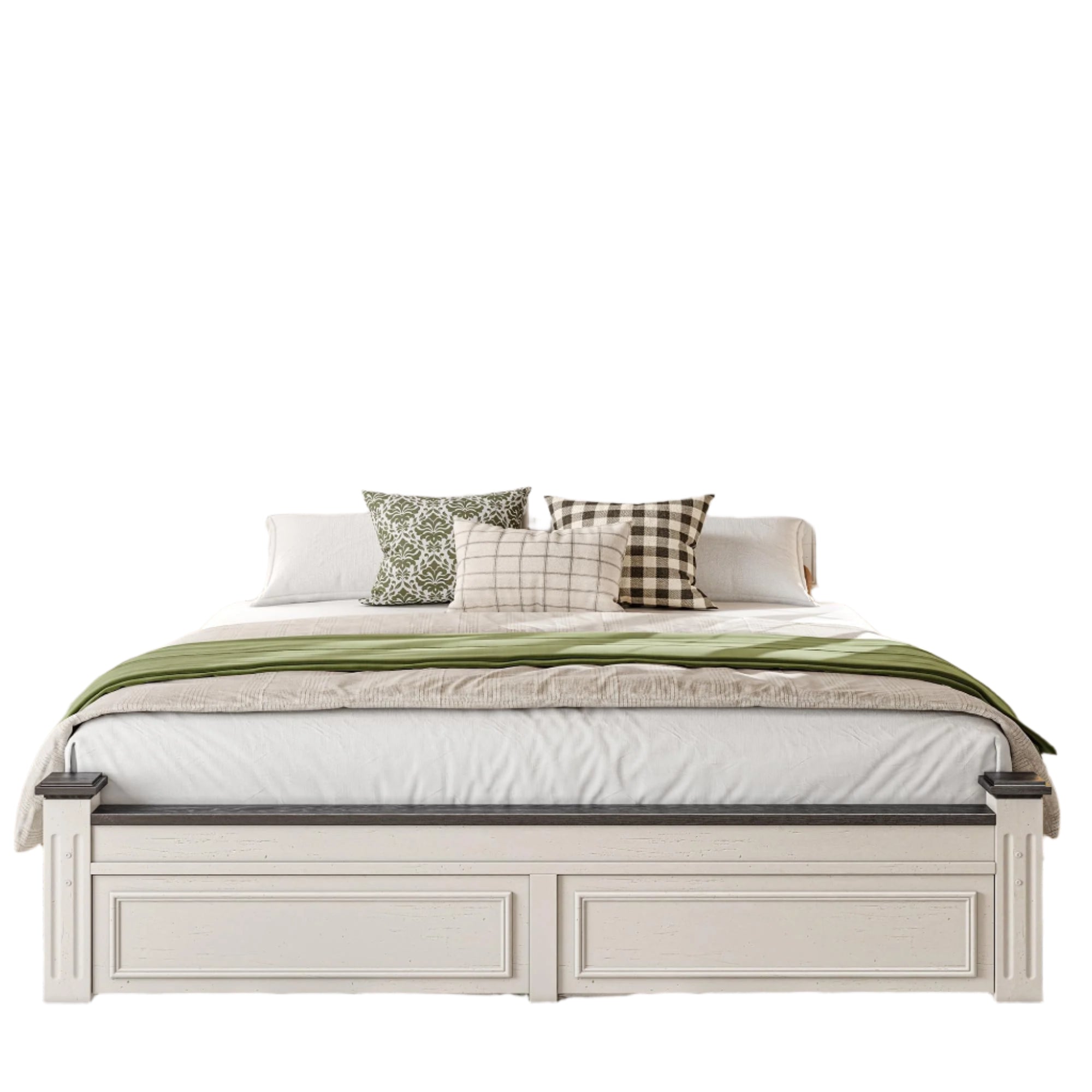 King Size Bed Frame with Storage Drawers and 51.25" H Headboard, Modern King
