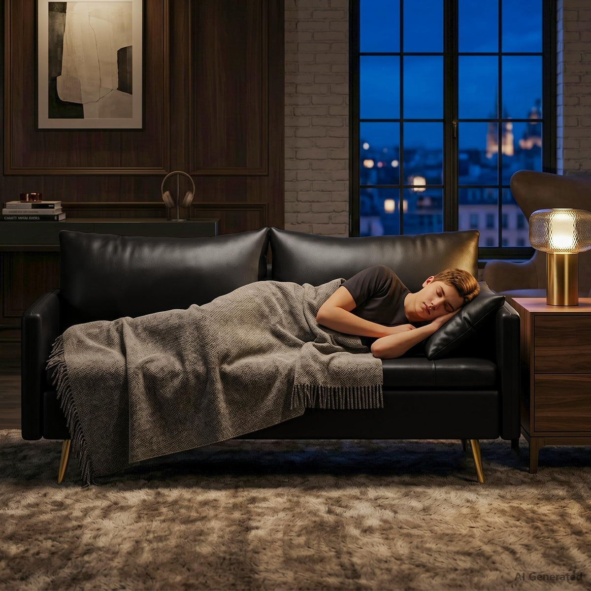 Faux Leather Loveseat with Hidden Storage & USB Port