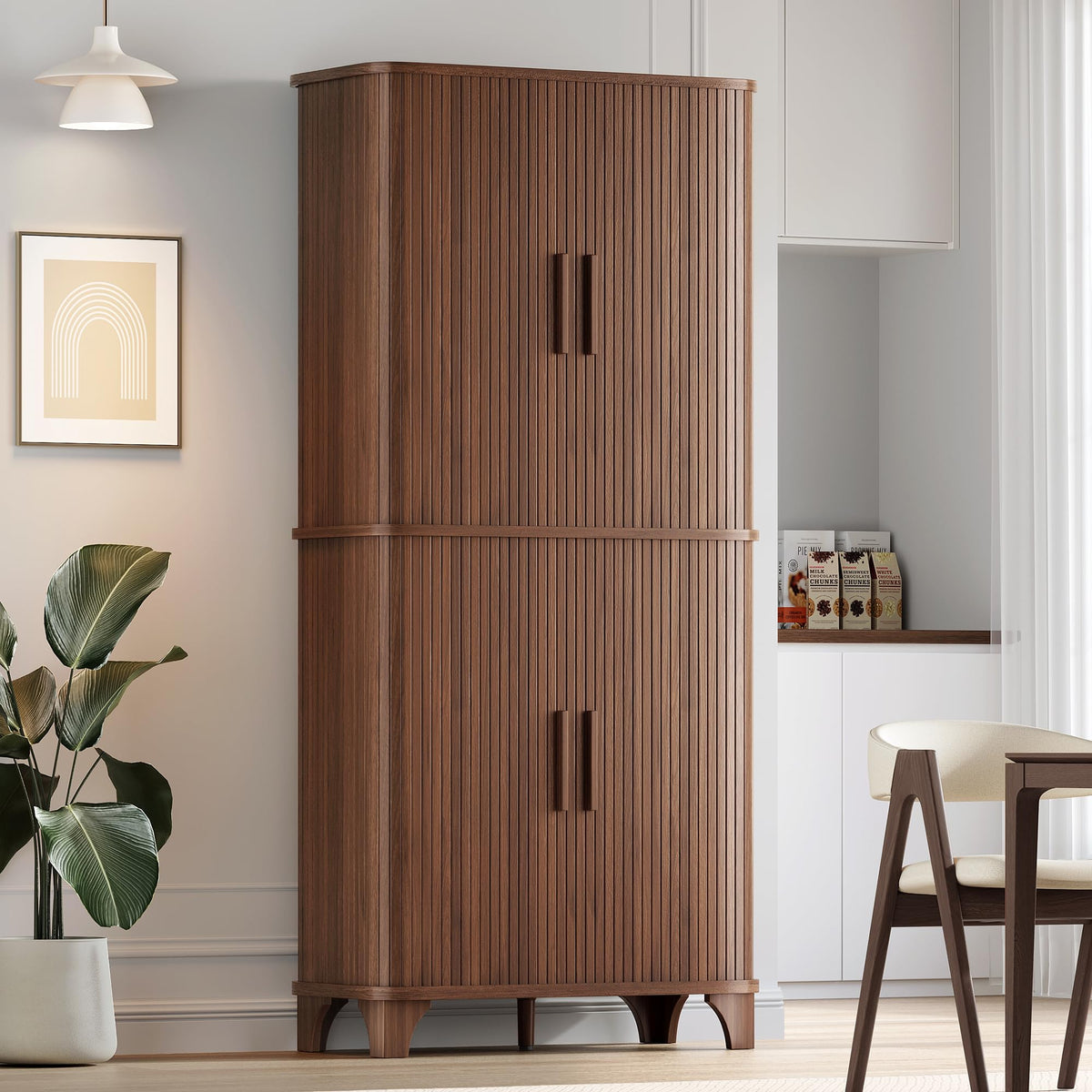 Tall Kitchen Pantry Storage Cabinet with Sliding Door