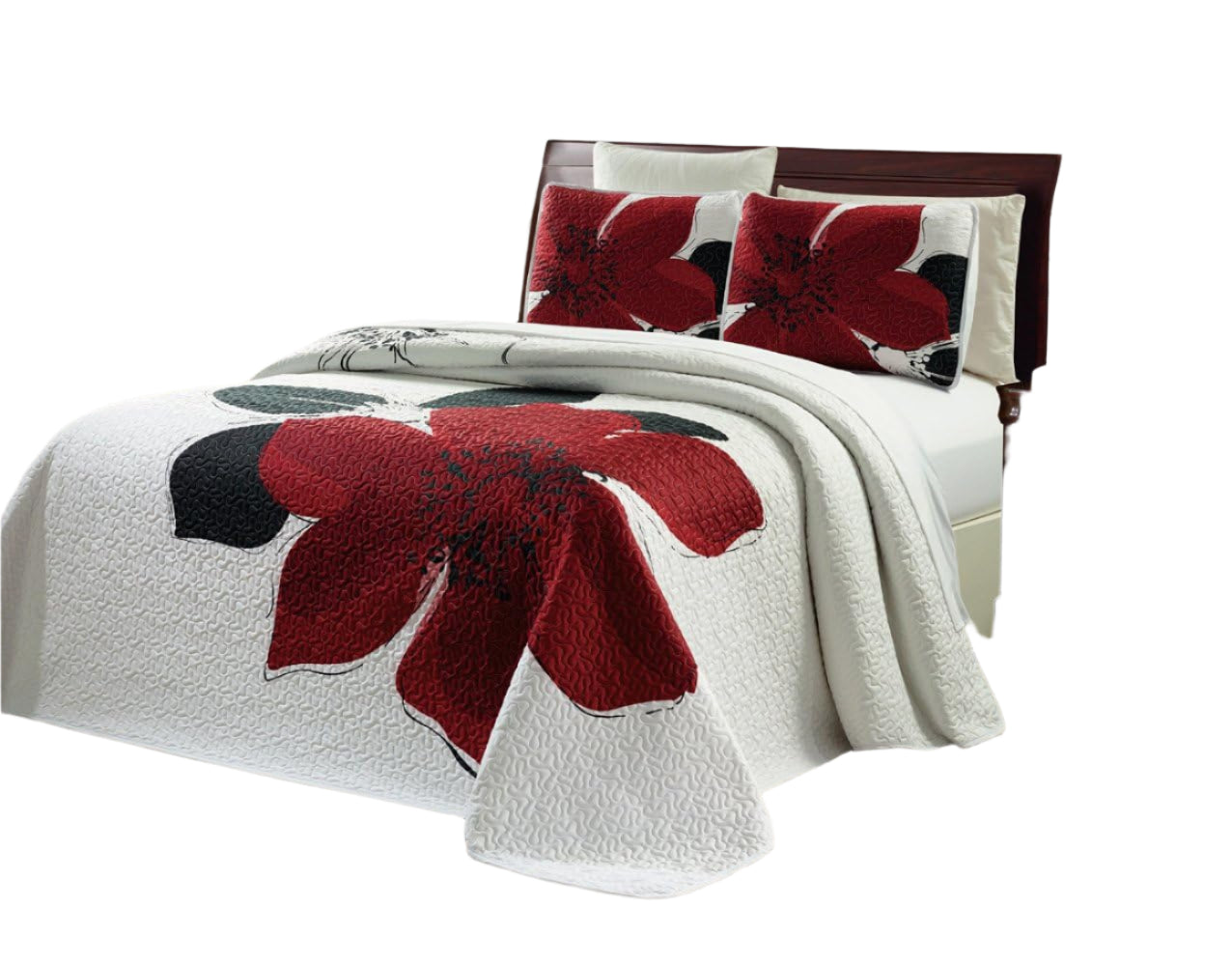 3-Piece Fine Printed Oversize (115" X 95") Quilt Set Reversible Bedspread Coverlet