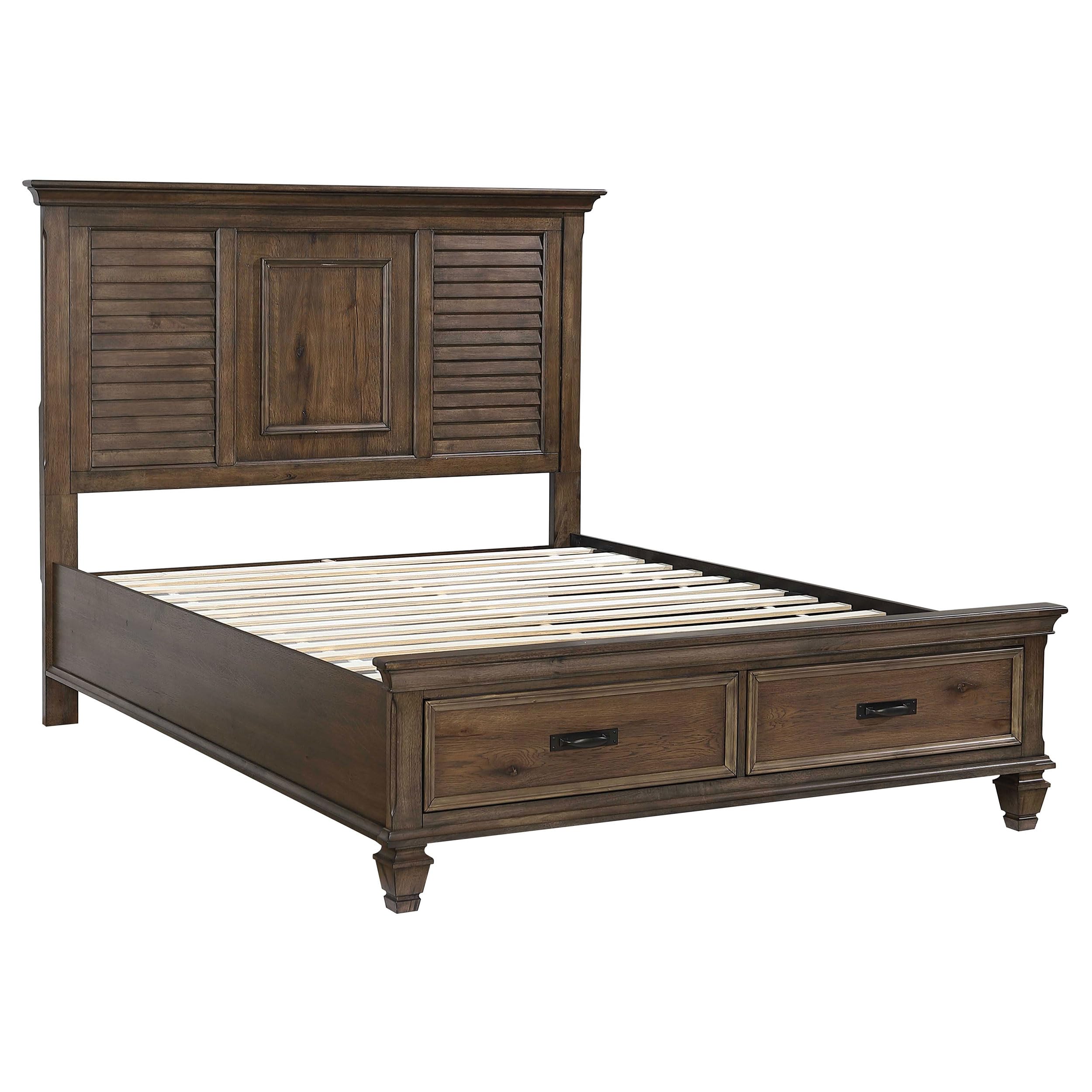 Franco Farmhouse Wood Queen Size Storage Panel Bed Frame Platform Bed 57-inch