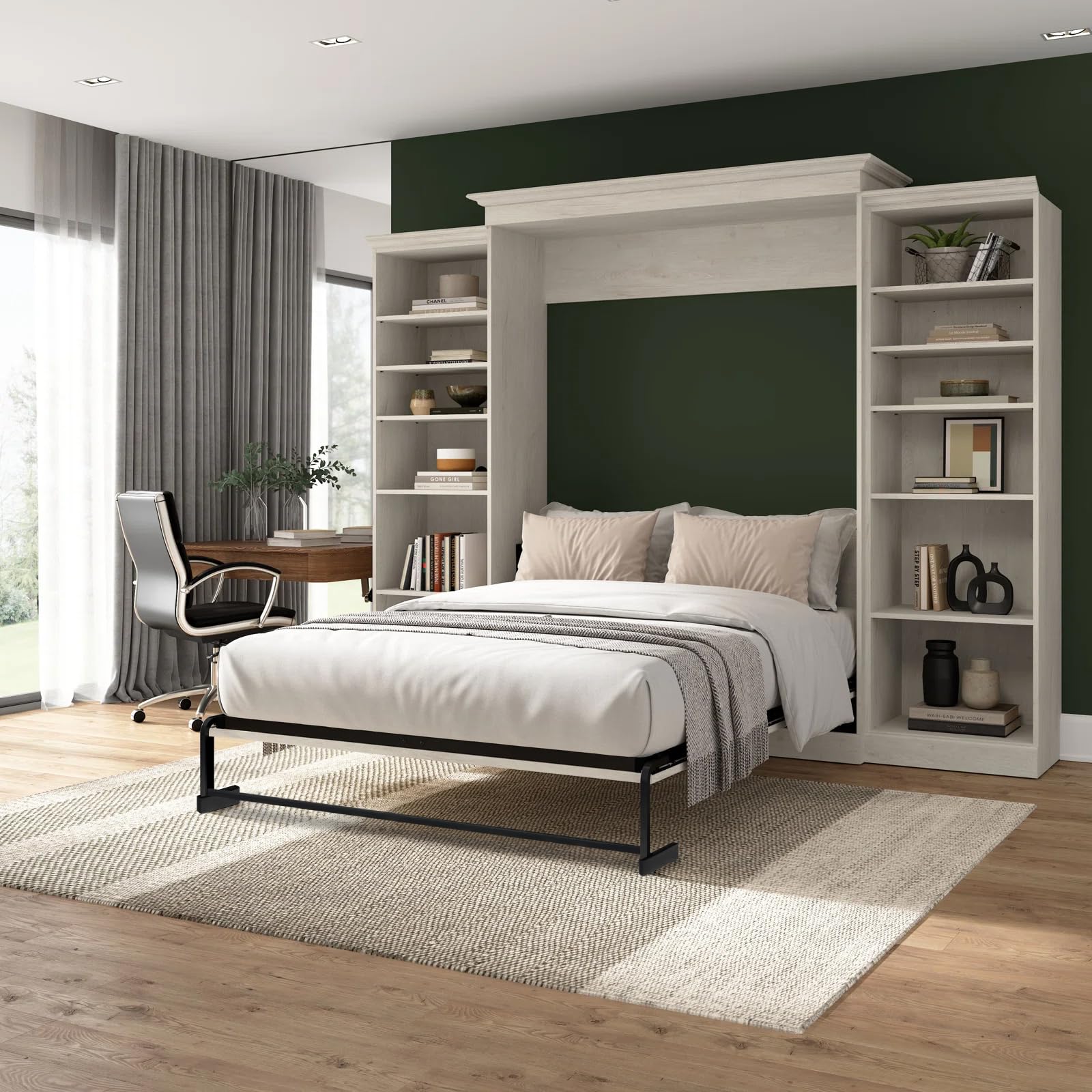 Vertical Murphy Wall Bed Frame Queen Size With Two-Stage Deluxe Gas