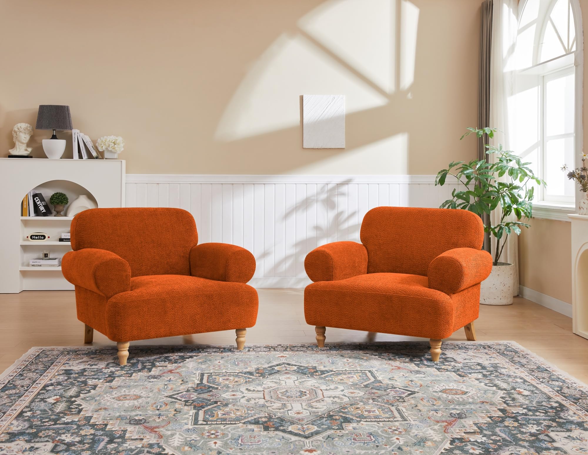 41.75" Oversized Modern Accent Chair w/Chenille Fabric,Wide& Round Arm