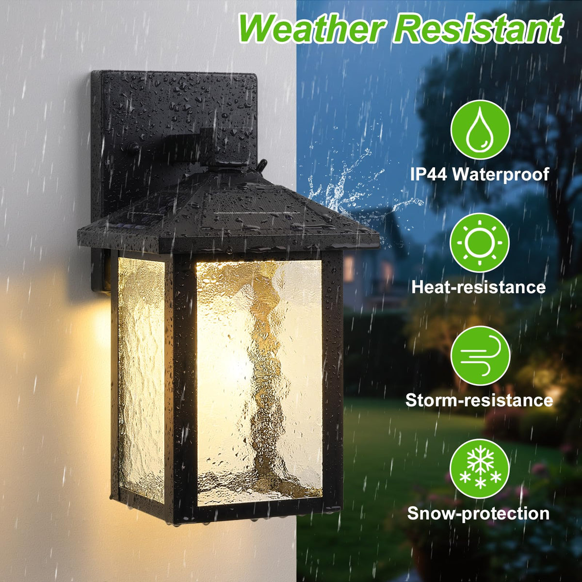 Solar Outdoor Wall Sconce Light – Dusk to Dawn LED, 2-Pack