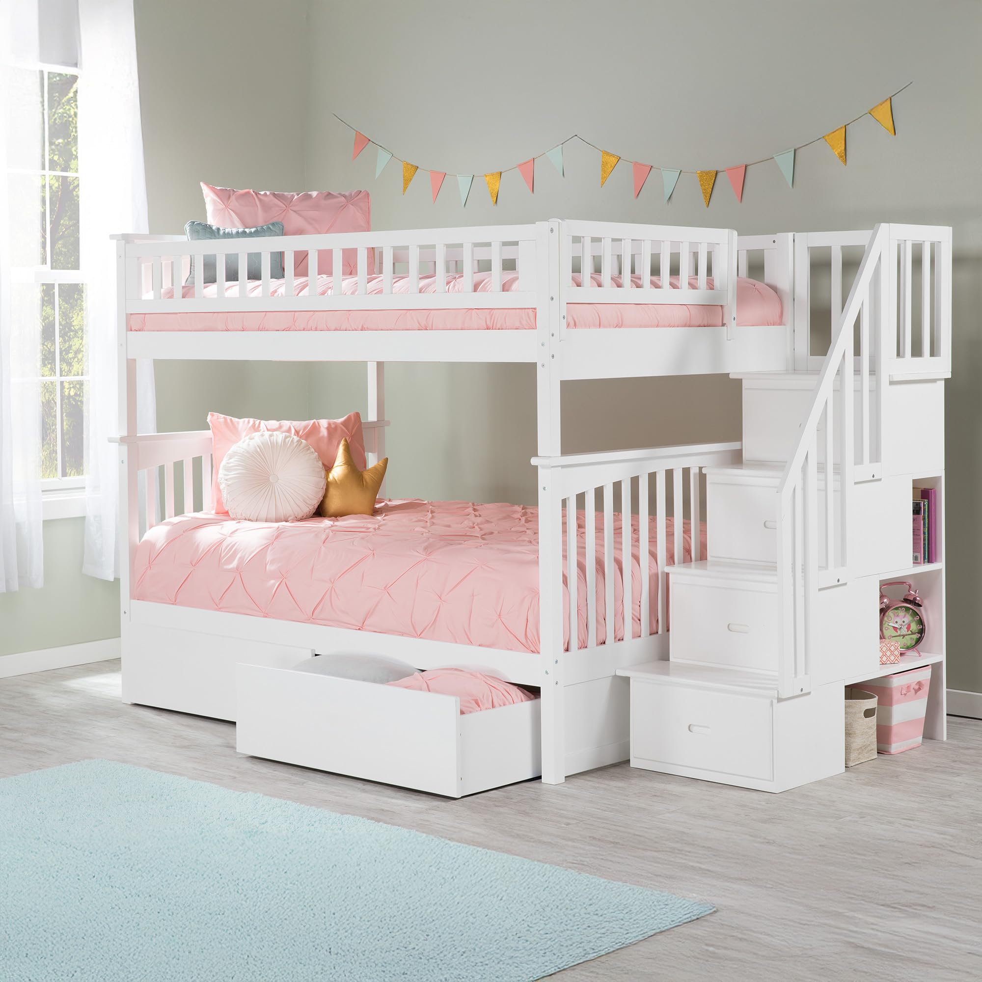 Columbia Full over Full Size Staircase Bunk Bed