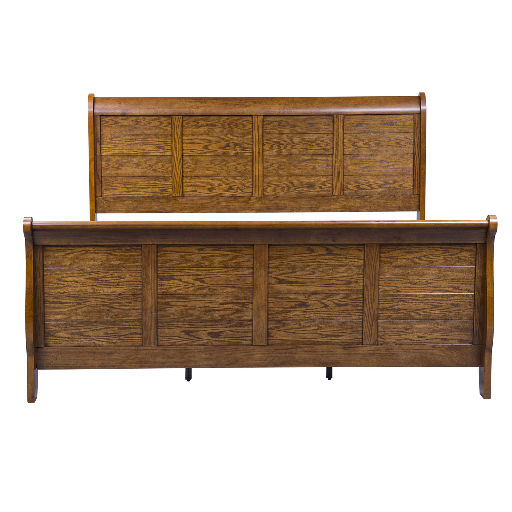 Liberty Furniture Industries Grandpa's Cabin King Sleigh Bed, Medium Brown Aged Oak