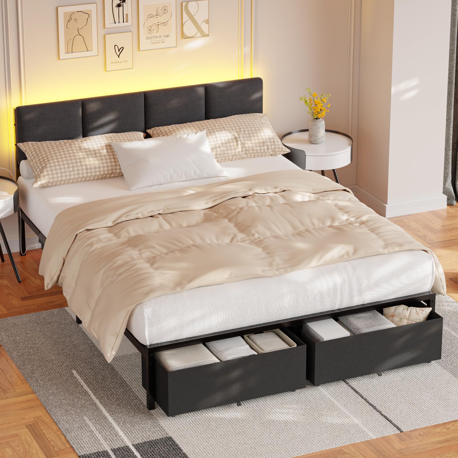 Queen Bed Frame with Headboard,Platform Bed Frame Queen Size