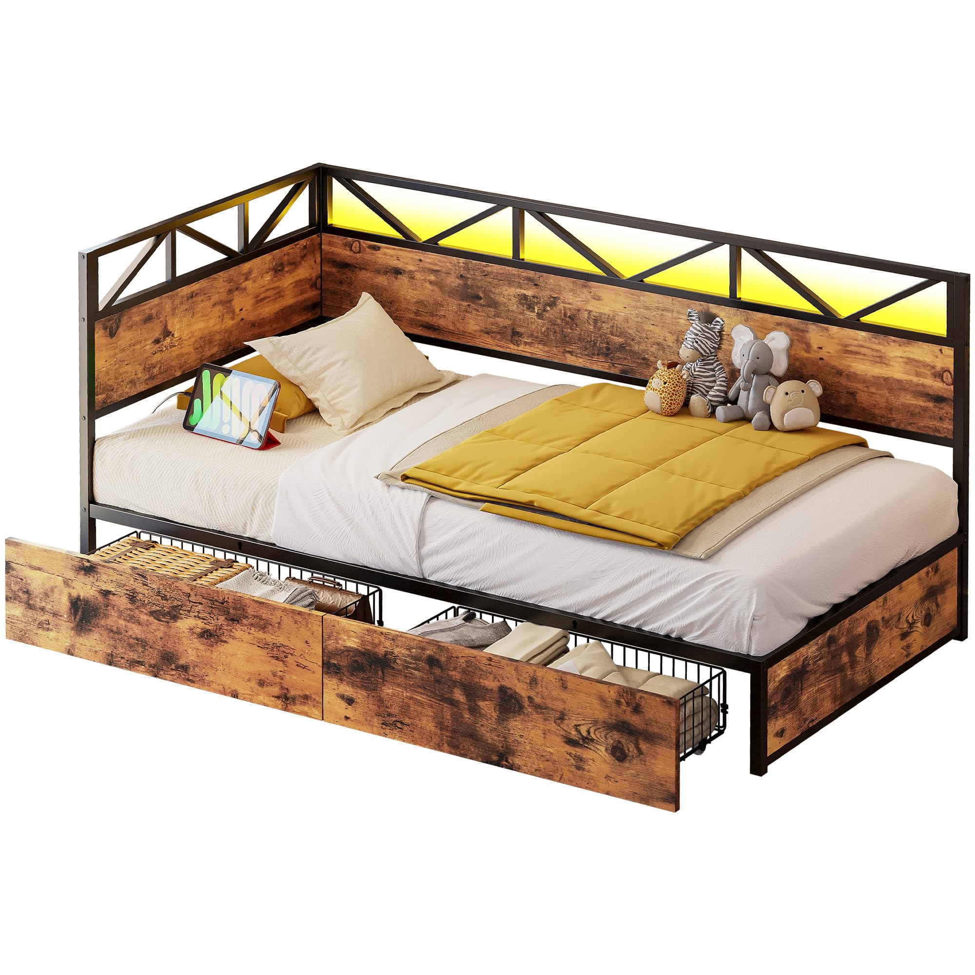 Daybed with Storage Drawers and Charging Station