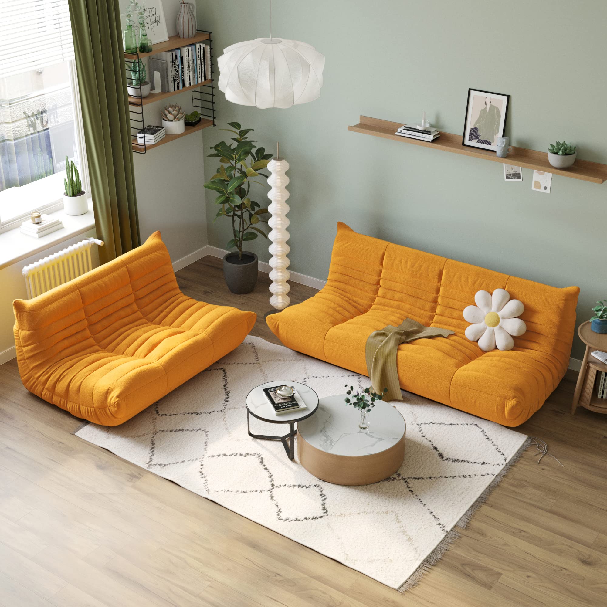 Comfy Lazy Floor Sofa Couch, Teddy Velvet Mohair Fireside Giant Bean Bag Chairs