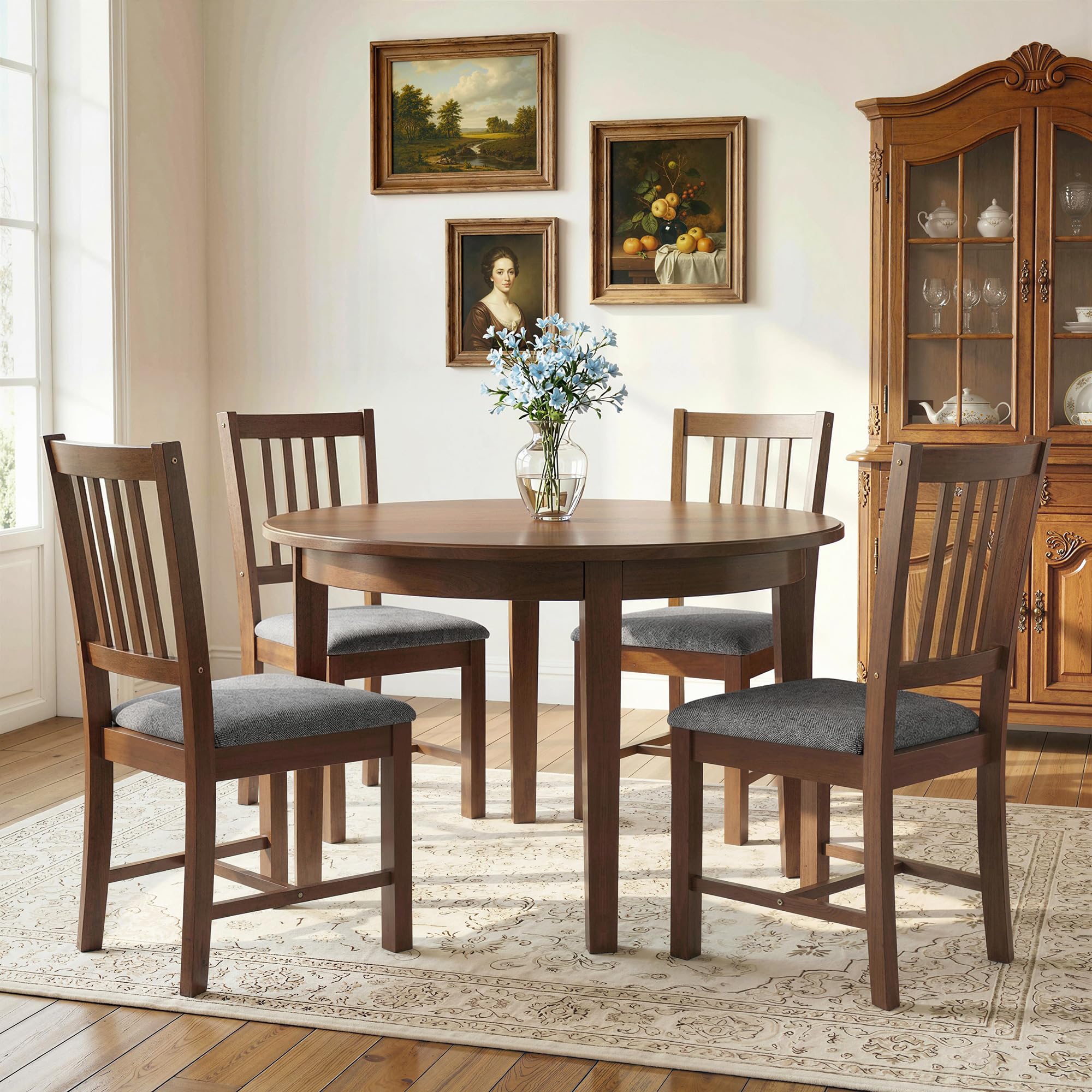Farmhouse Walnut Dining Chairs Set of 2