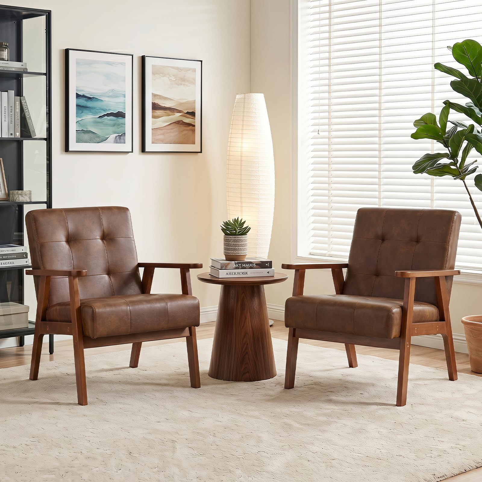 Mid-Century Modern Button Tufted Accent Chair