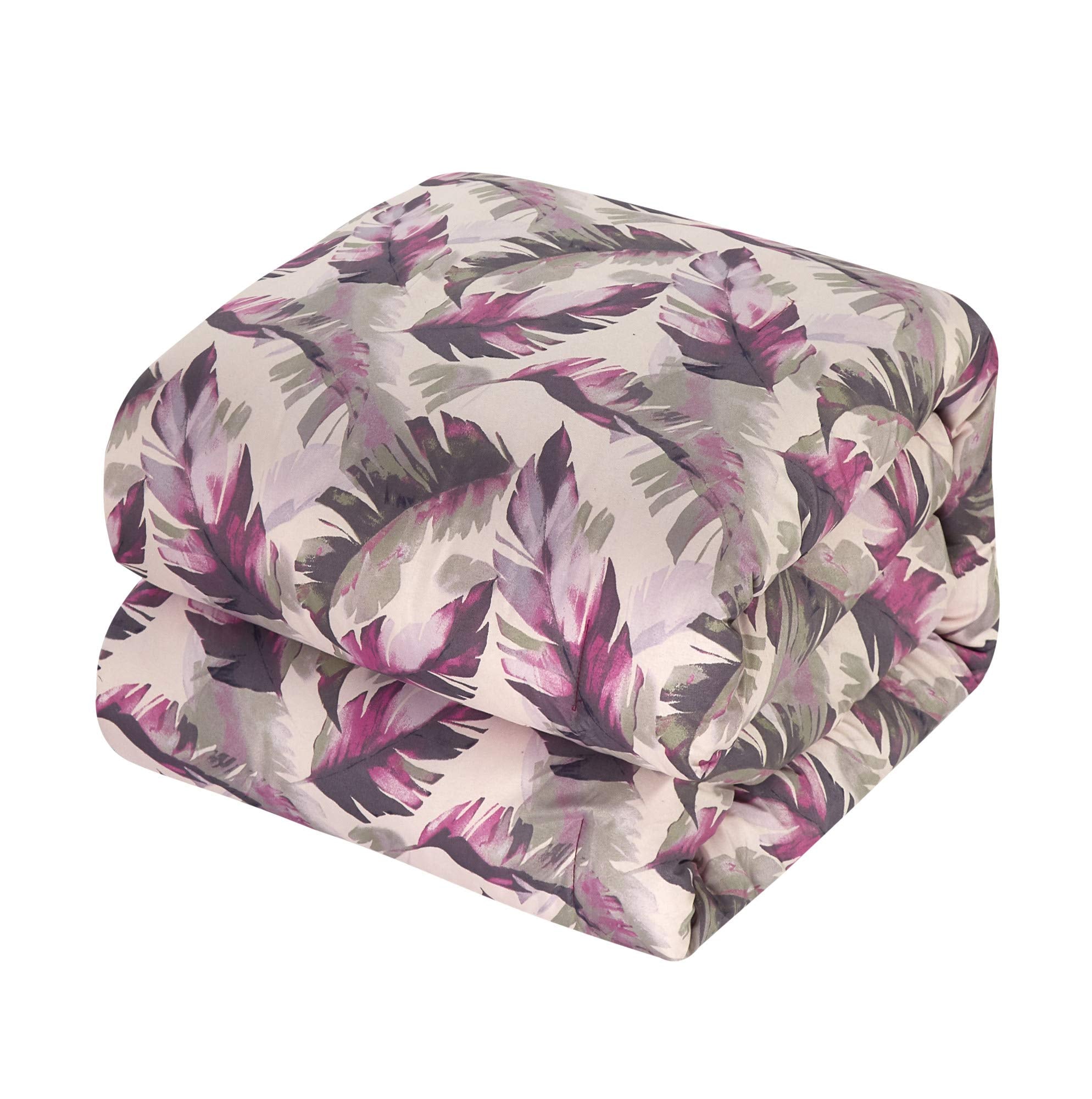 Kala 9 Piece Comforter and Quilt Set Watercolor Leaf Print Geometric Pattern