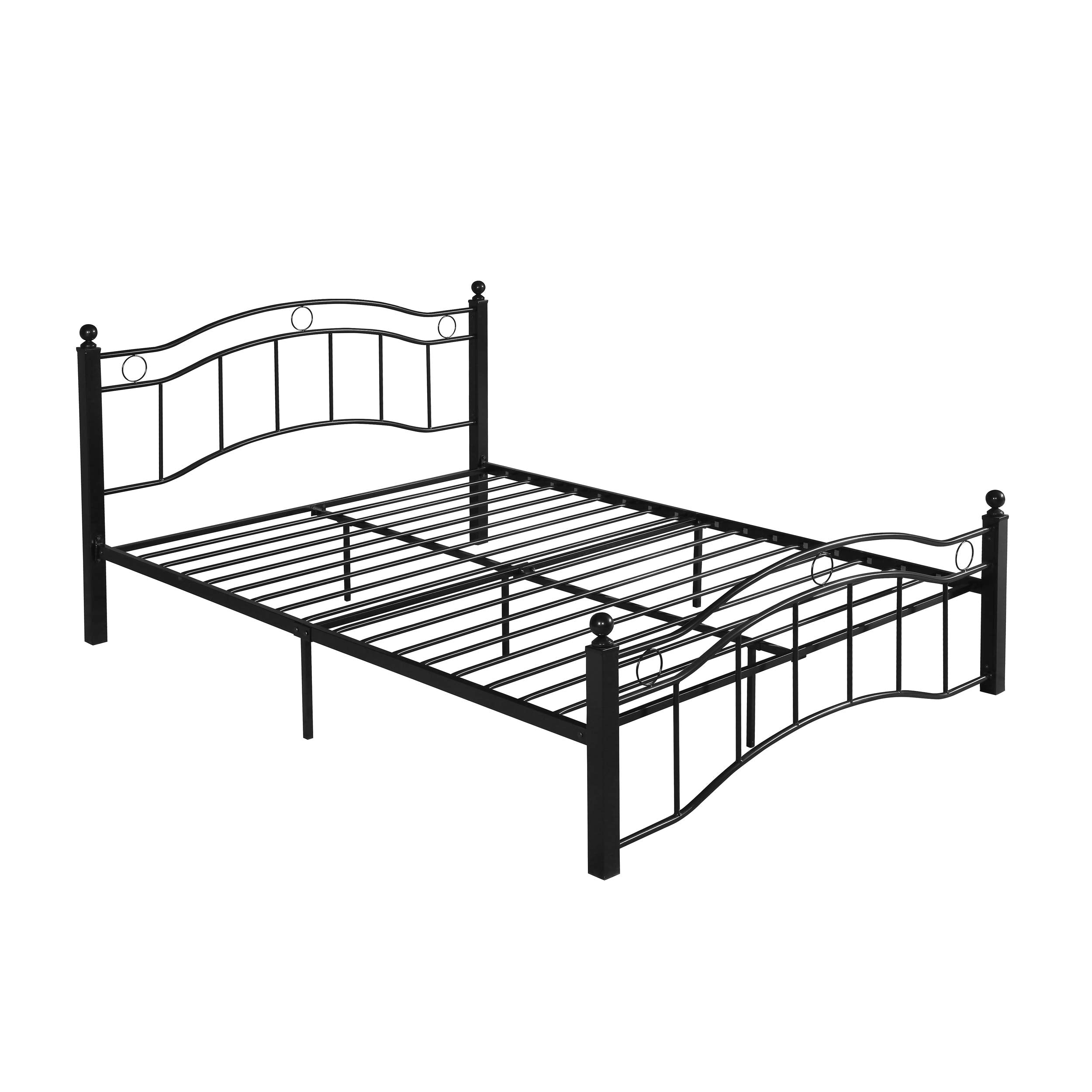 Contemporary Iron King Bed Frame, Flat Black