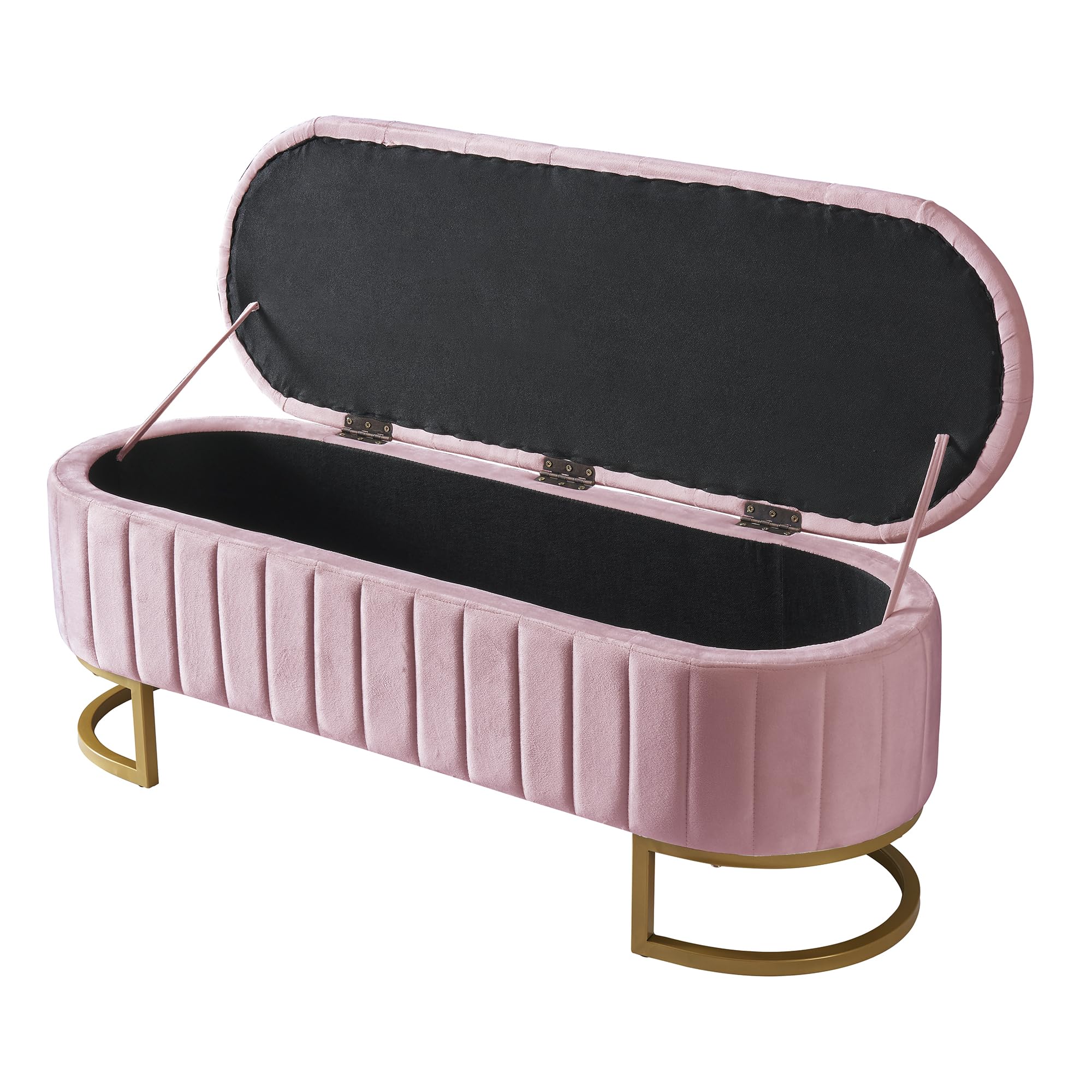 Upholstered Velvet Storage Ottoman with Button-Tufted, Storage Bench