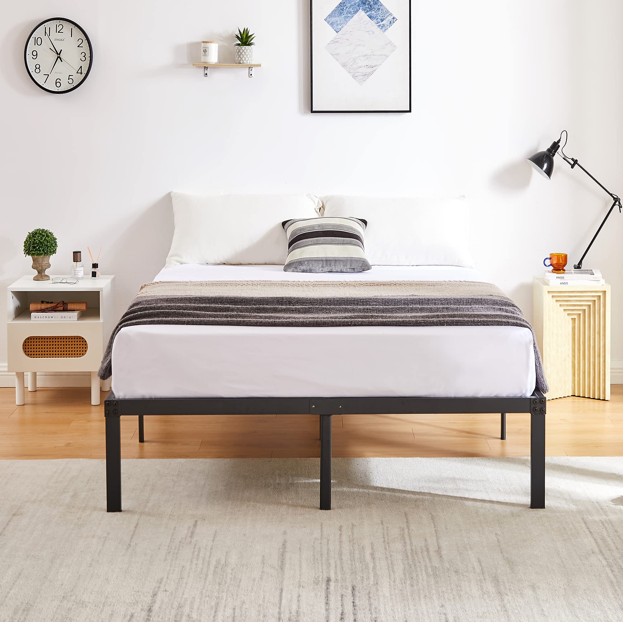 Metal Platform Bed Frame Heavy Duty Steel Slat/Easy
