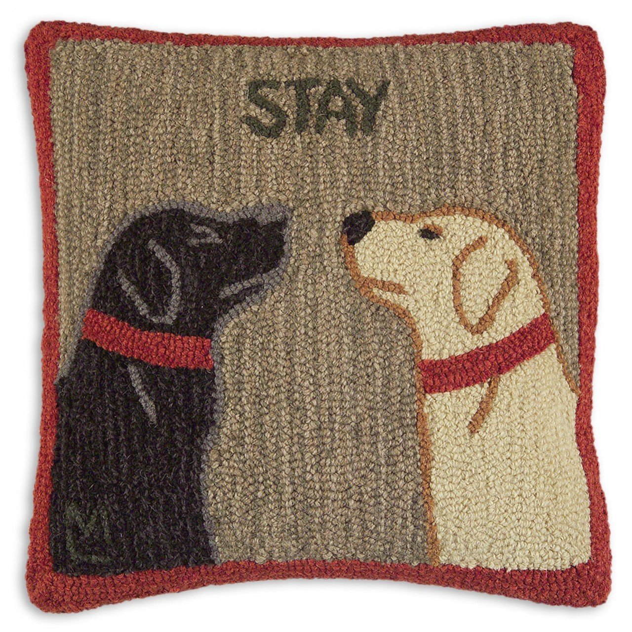 4 Corners Artist-Designed Good Dogs Staying Hand-Hooked Wool Decorative