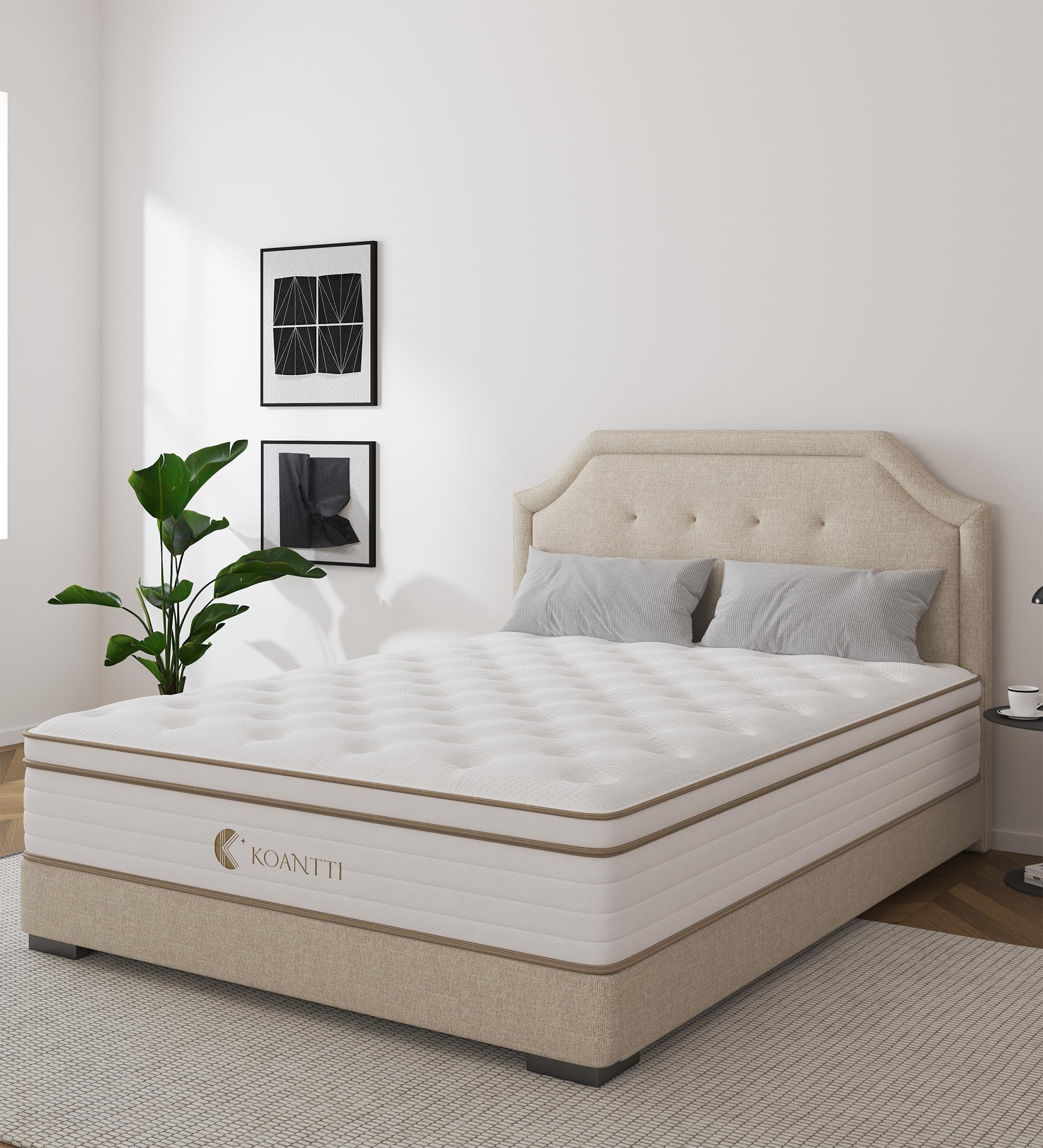 Queen Size Mattress,10 Inch Grey Memory Foam Hybrid Queen Mattresses in a Box