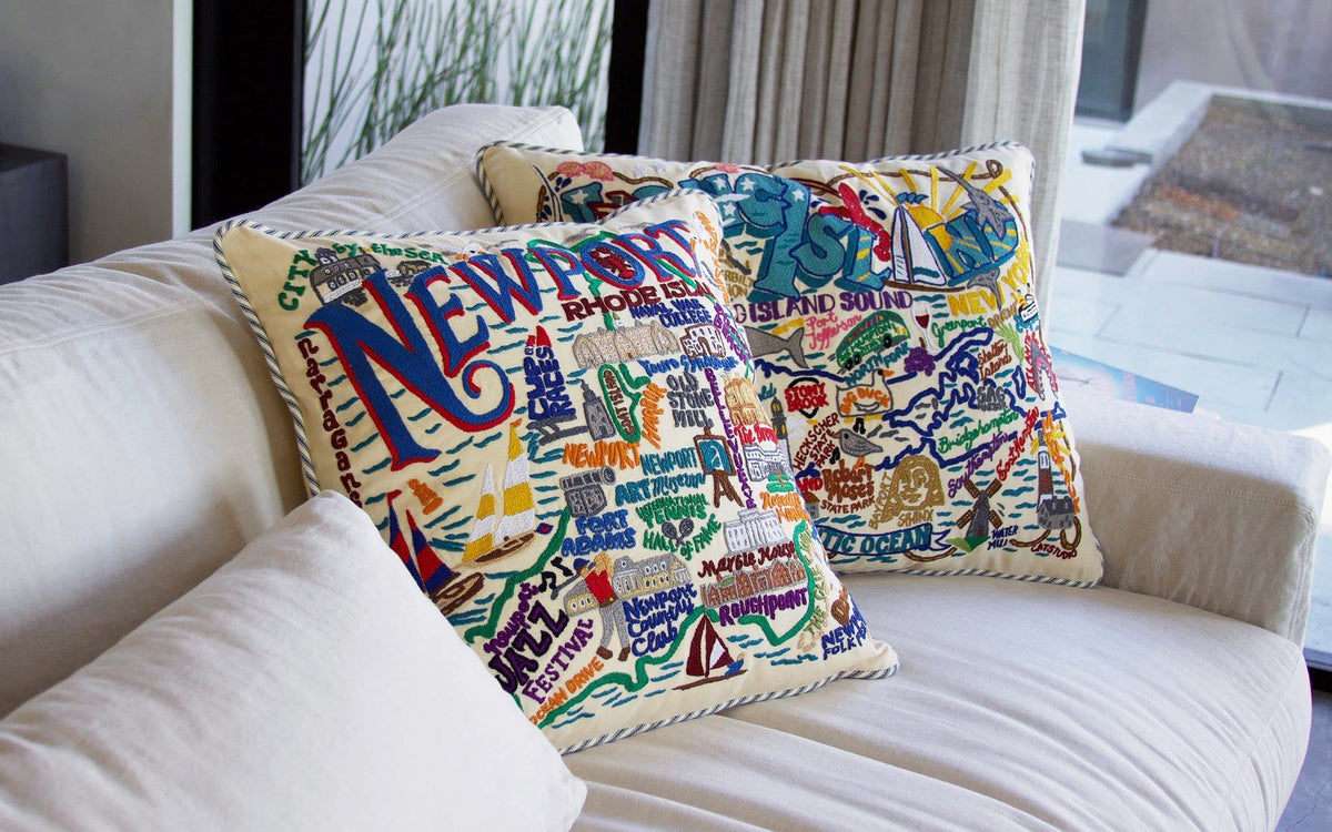 Hand Embroidered Heart Throw Pillow