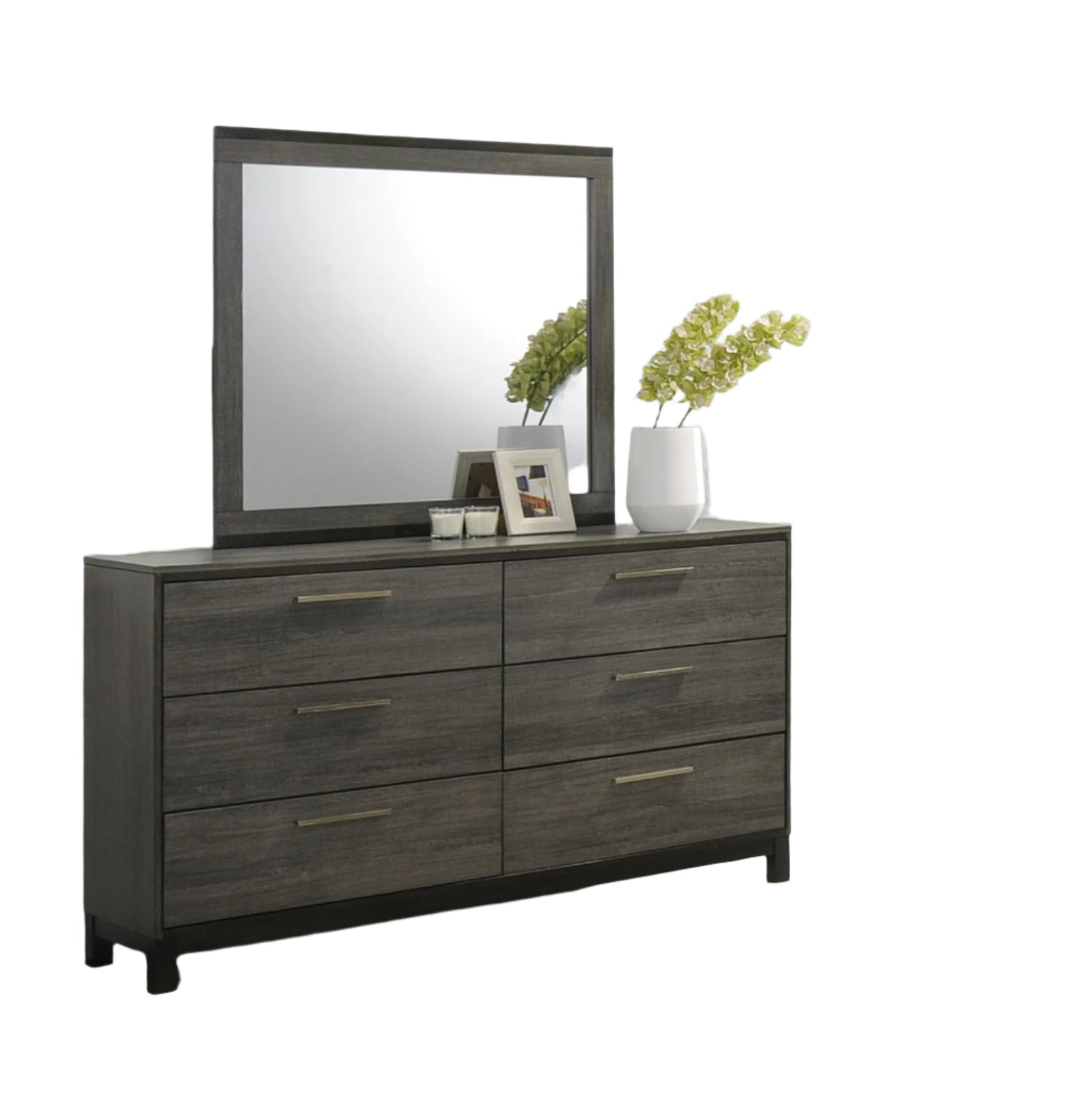 Ioana 187 Antique Grey Finish Wood Bed Room Set, Queen Size Bed, Dresser