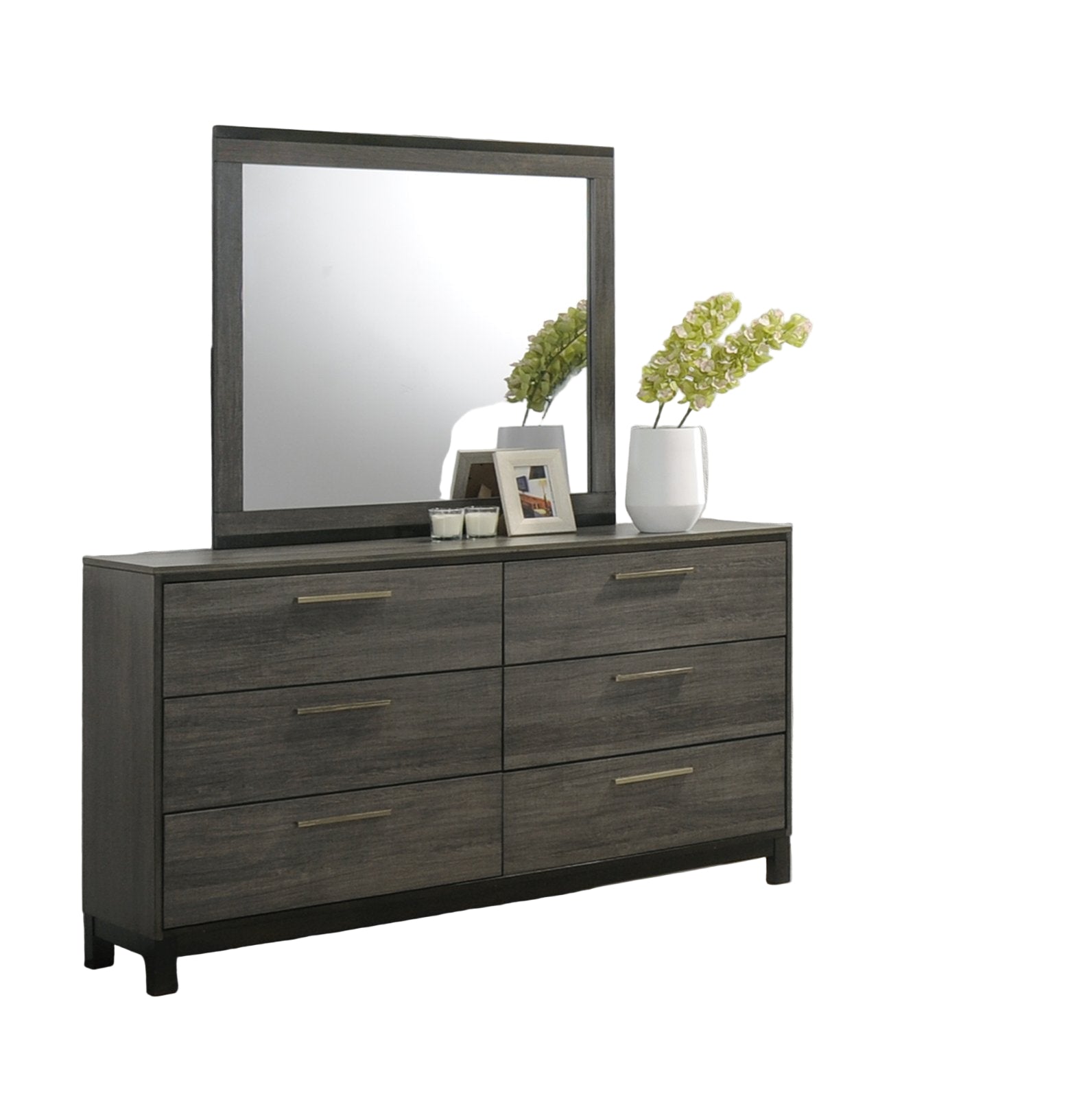 Ioana 187 Antique Grey Finish Wood Bed Room Set, Queen Size Bed, Dresser