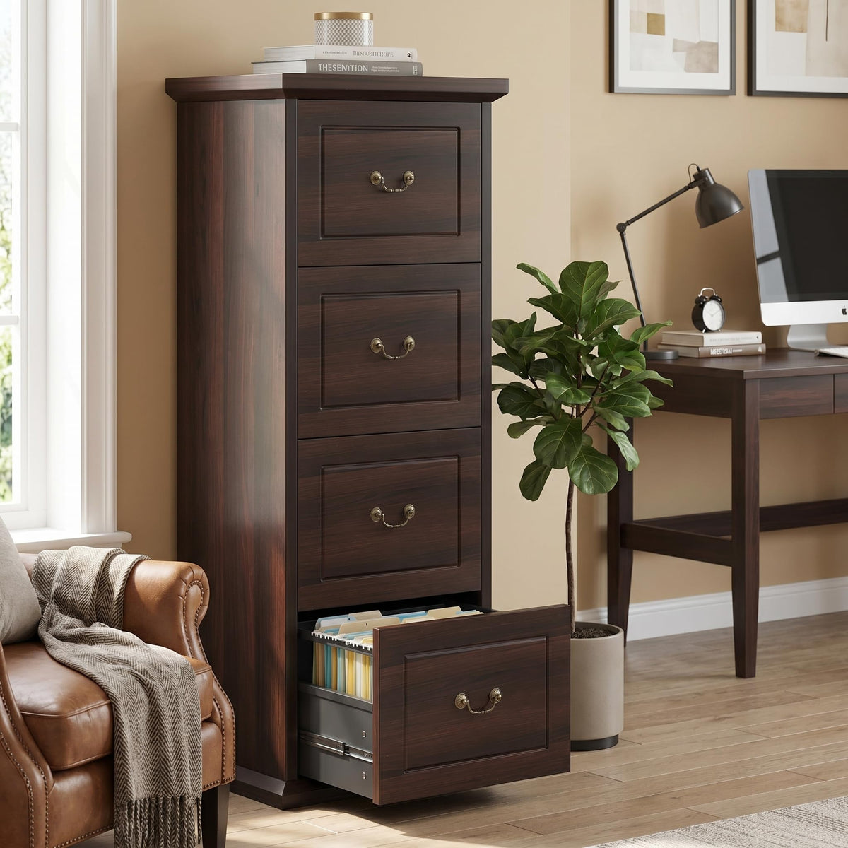 4-Drawer Vertical File Cabinet, Mid-Century Modern
