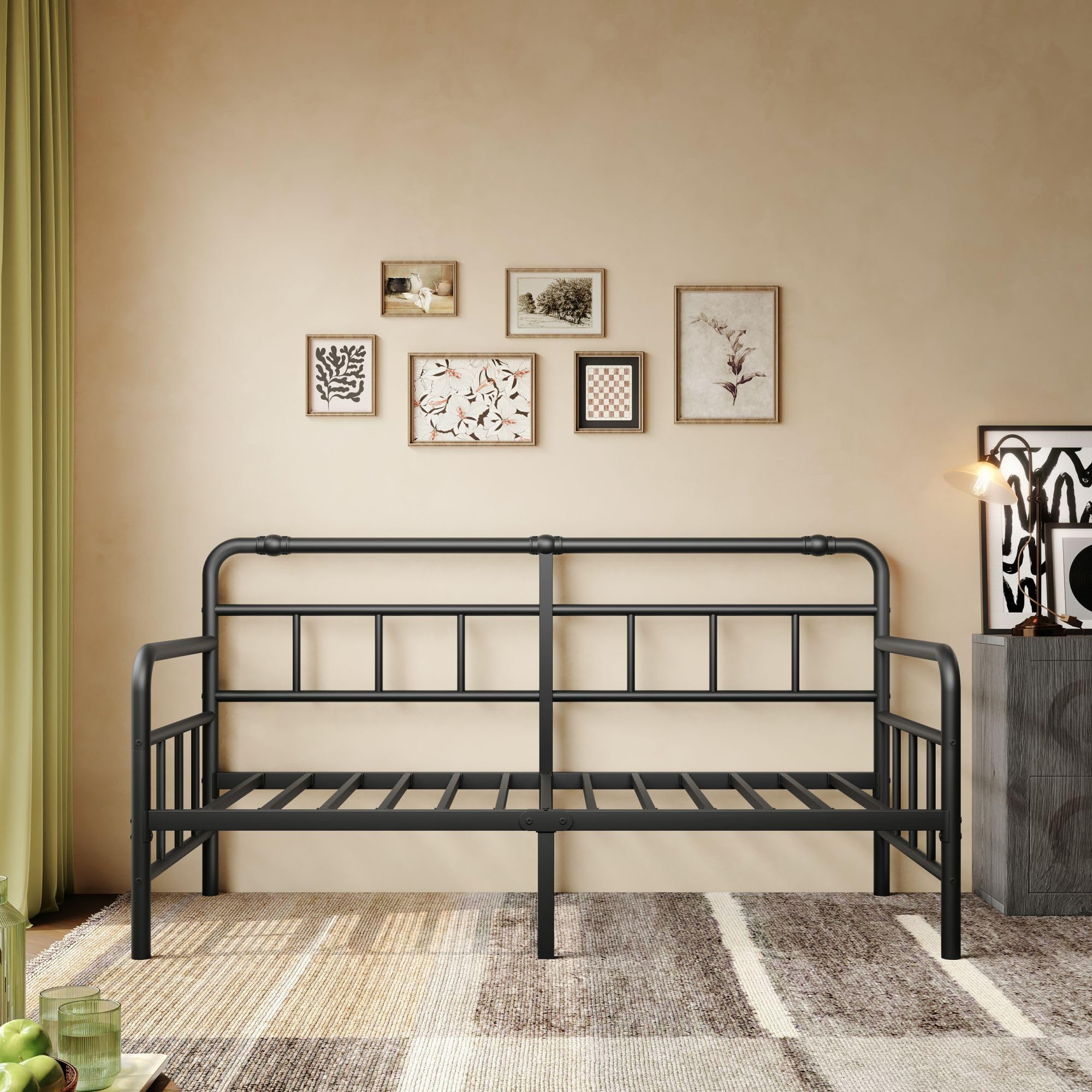 Twin-Daybed with Classic-Headboard - Heavy Duty Steel Slats