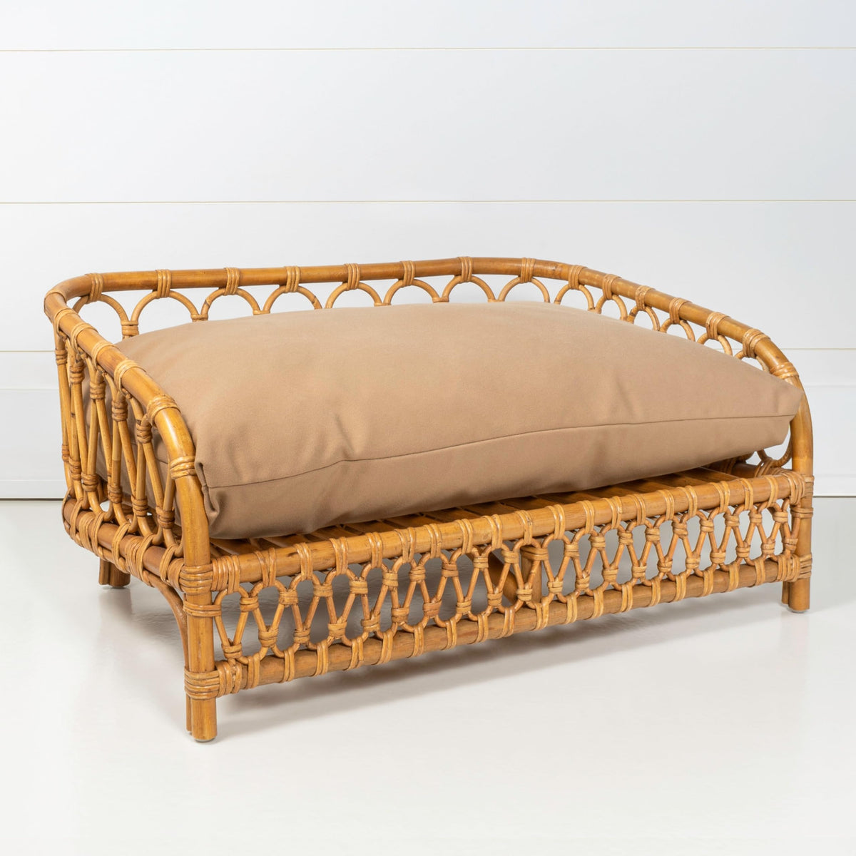 Rattan Dog Daybed with Cushion
