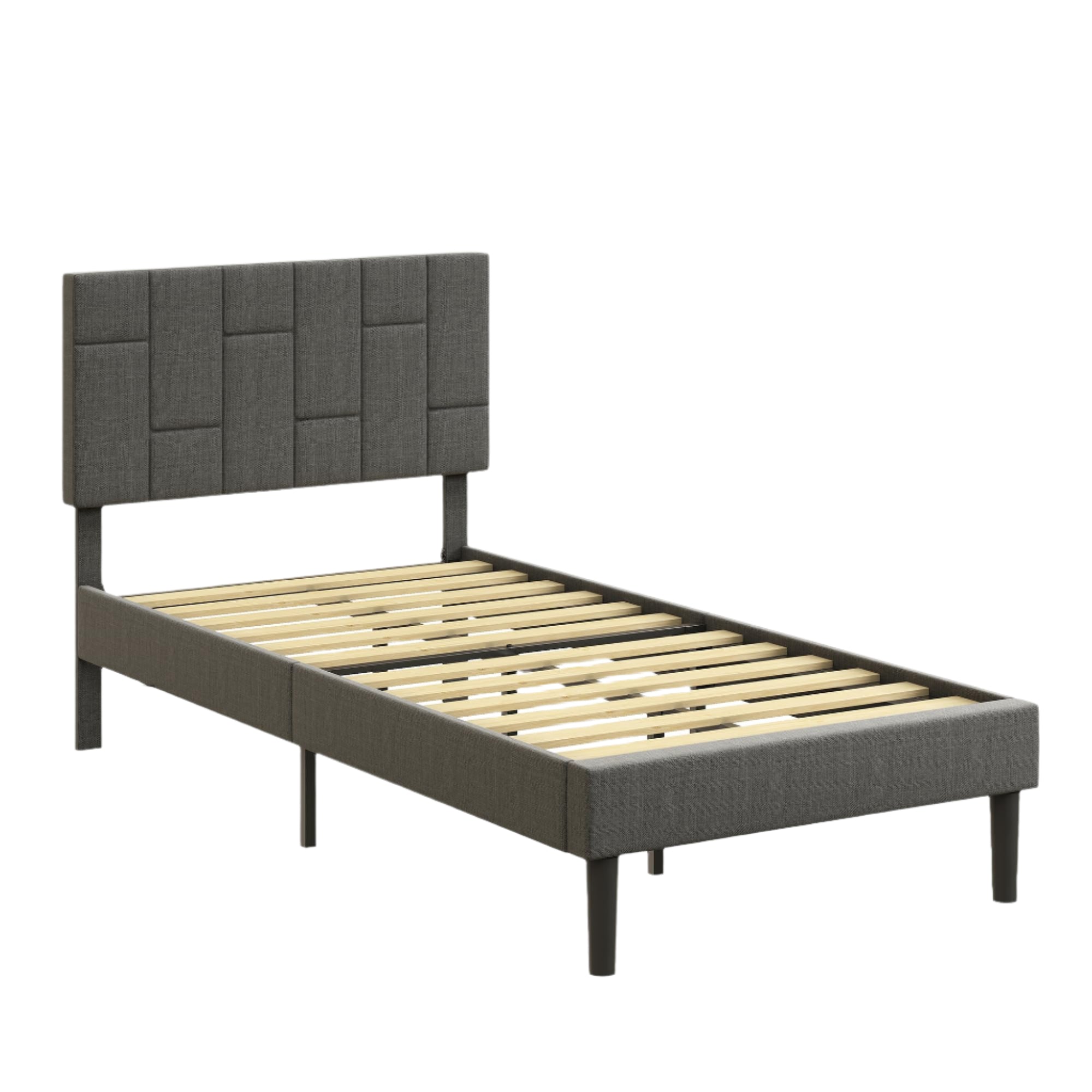 Twin XL Bed Frame with Headboard, Modern Upholstered Platform Bed