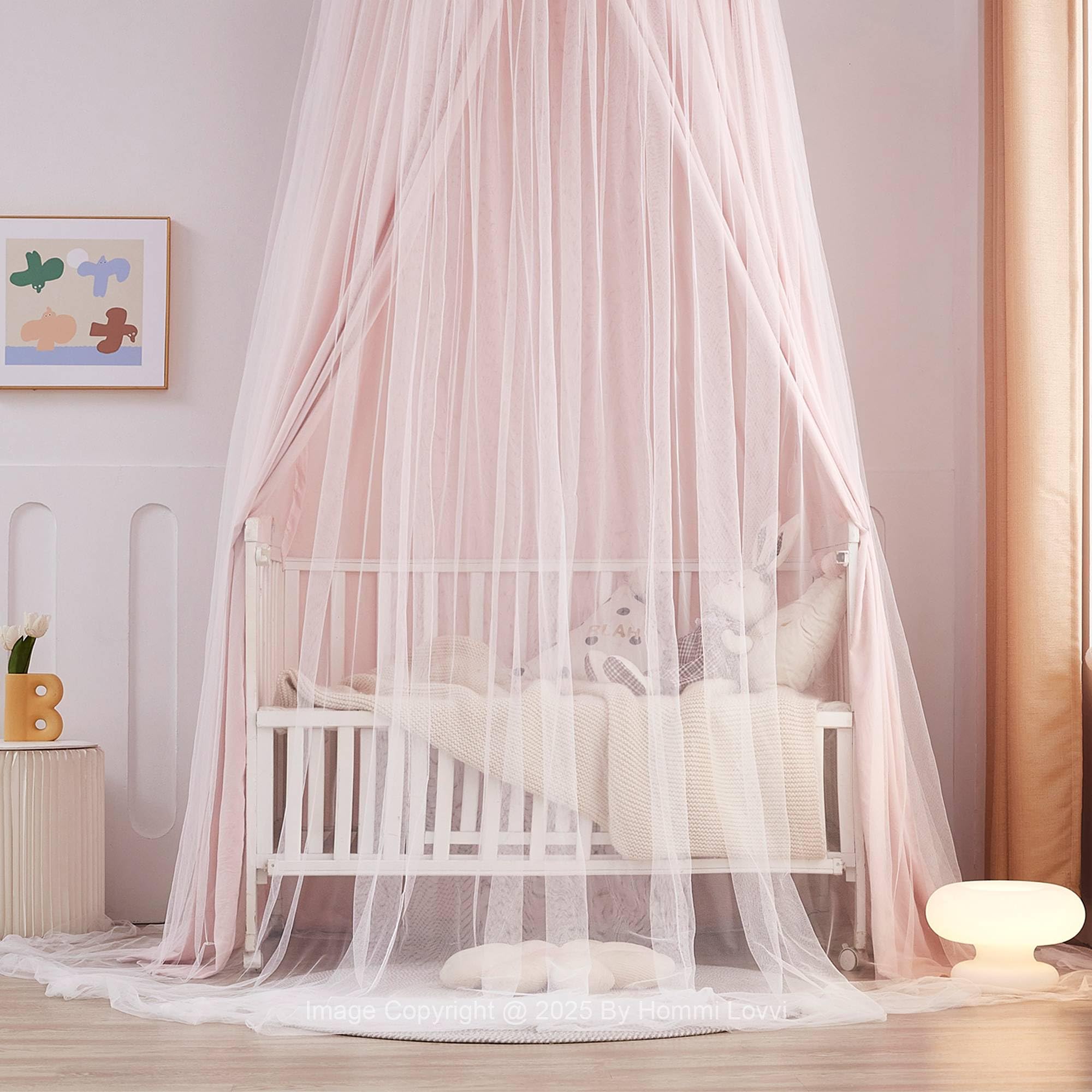 Double Layers Bed Canopy with Star Lights, 3 Pieces Layers Canopy for Girls Bed