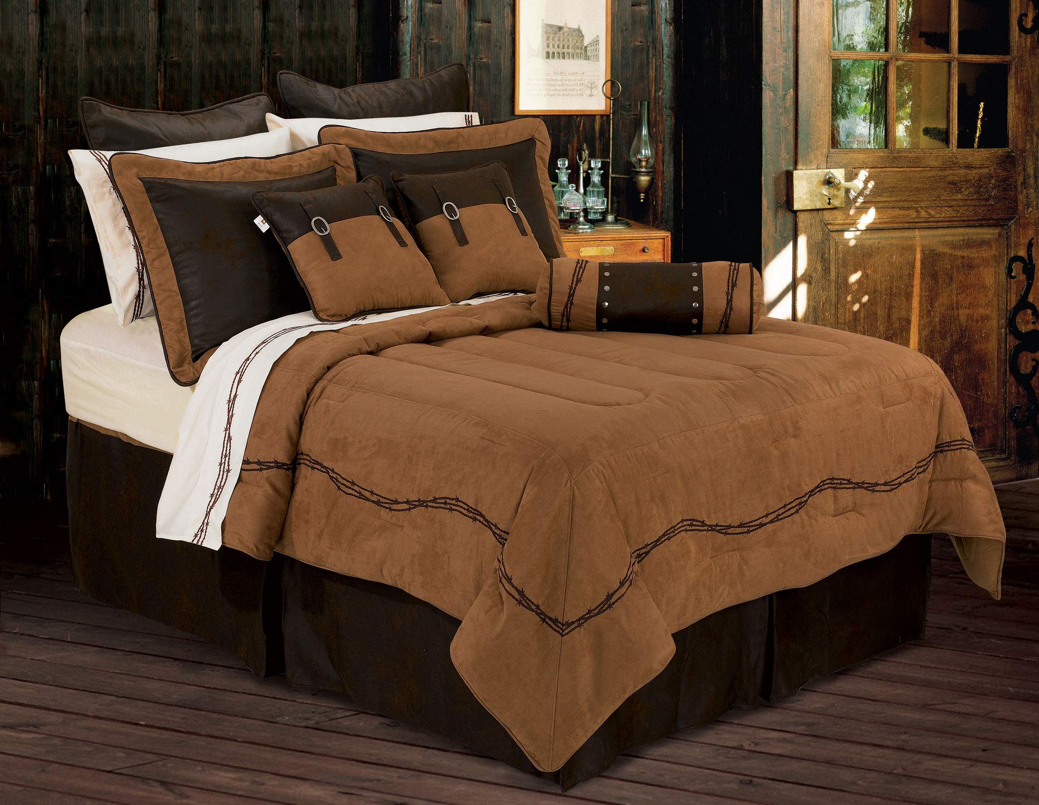 Paseo Road by HiEnd Accents | Barbwire Western Bedding 7 Piece Queen Comforter Set