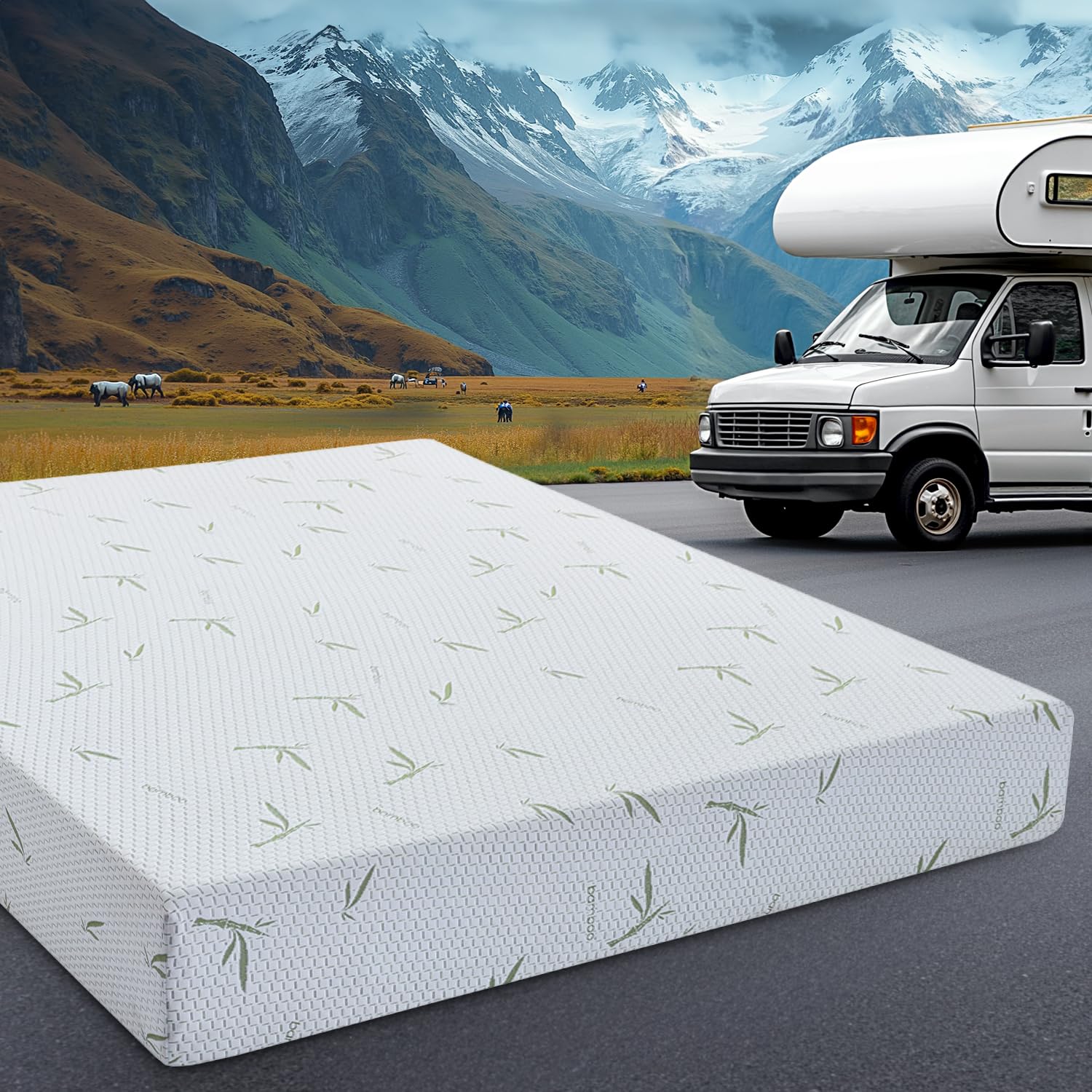 RV Mattress King, 10 Inch Memory Foam Camper Mattress in a Box Made in USA CertiP