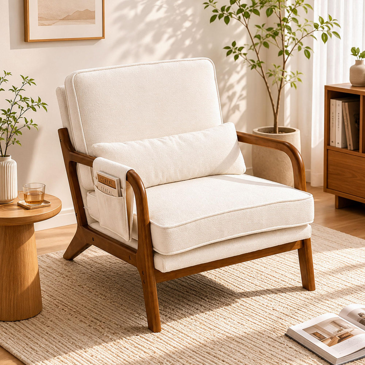 Mid-Century Accent Chair with Side Pocket
