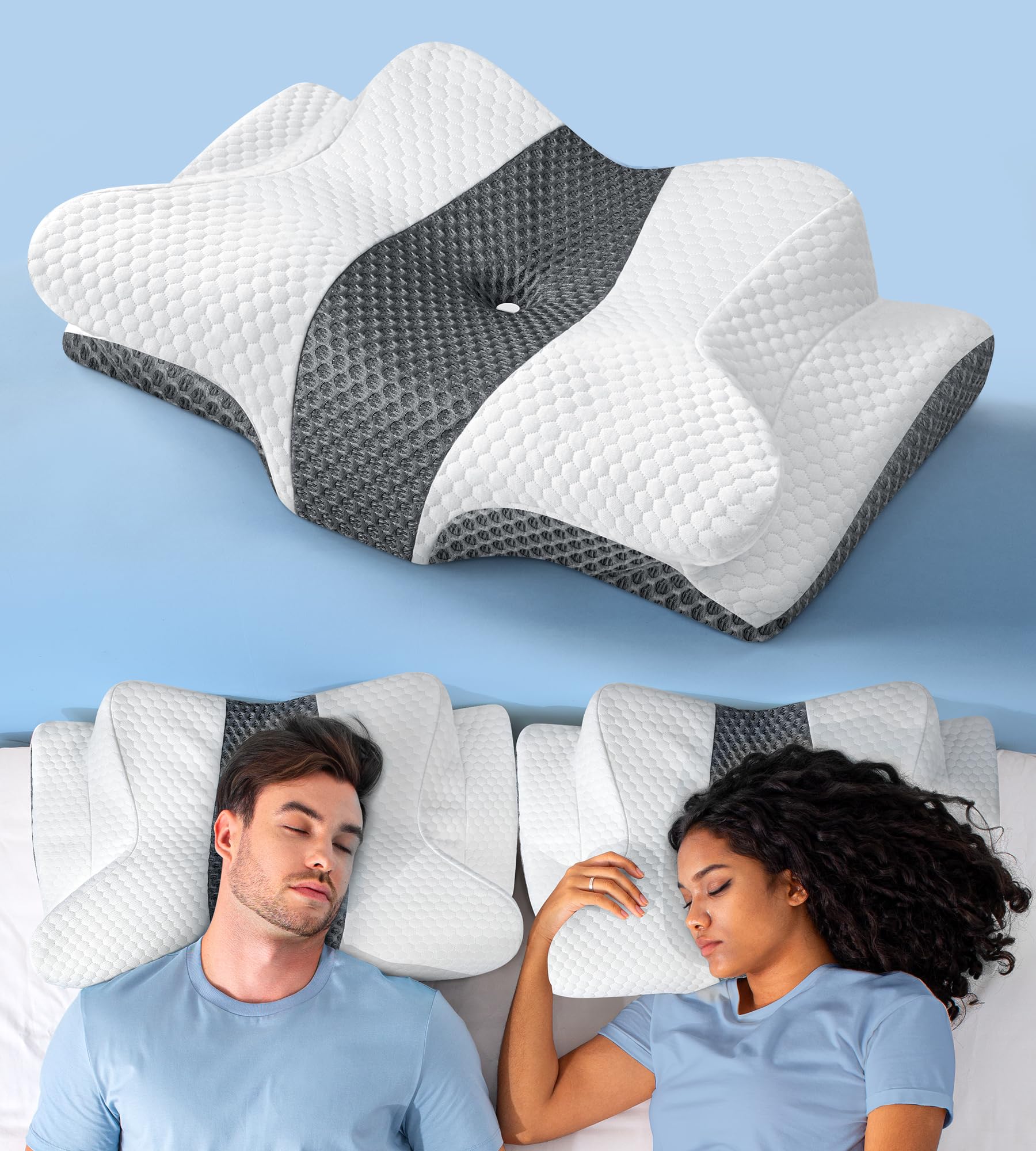 Doctor Approved Cervical Neck Pillow for Sleeping, Ergonomic Contour Side Sleeper
