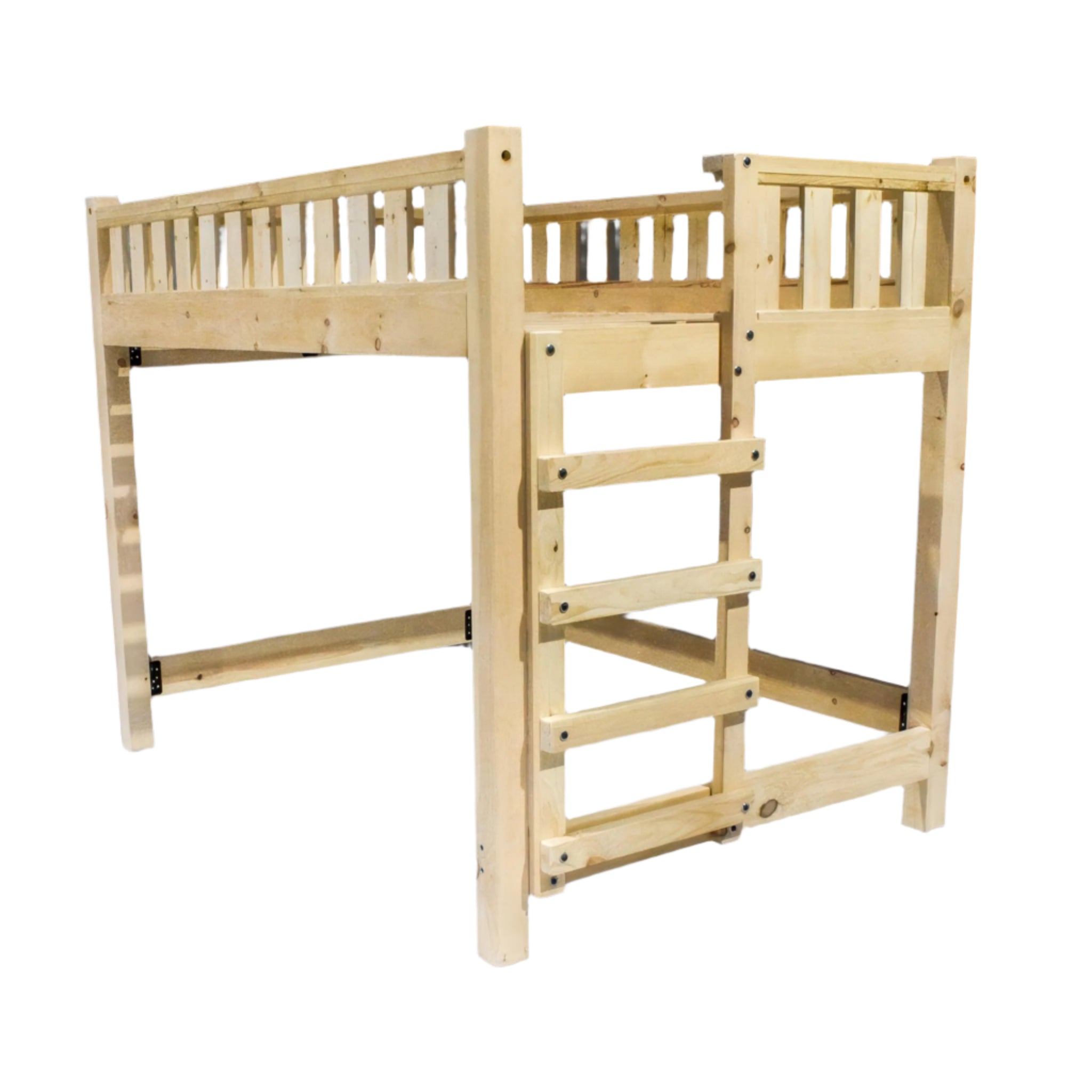 Wood Loft Bed Frame, Twin Size - Unfinished/Natural, Heavy Duty, Adults,