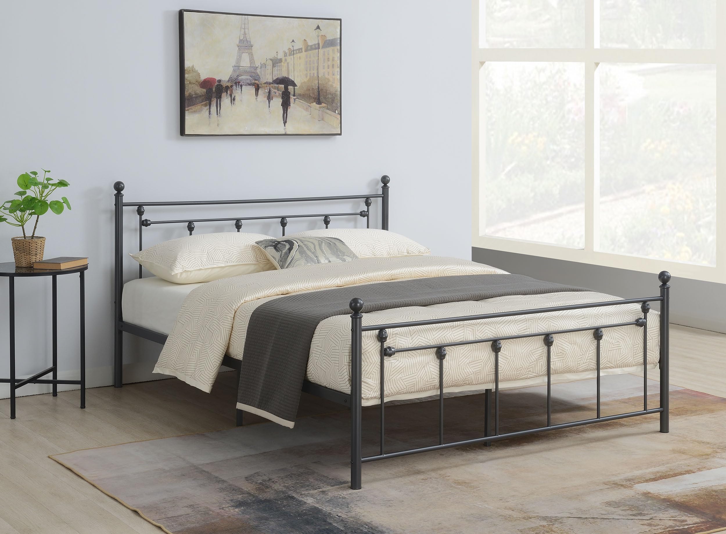 Canon Transitional Wood Queen Size Open Frame Bed Frame Platform Bed 39-inch