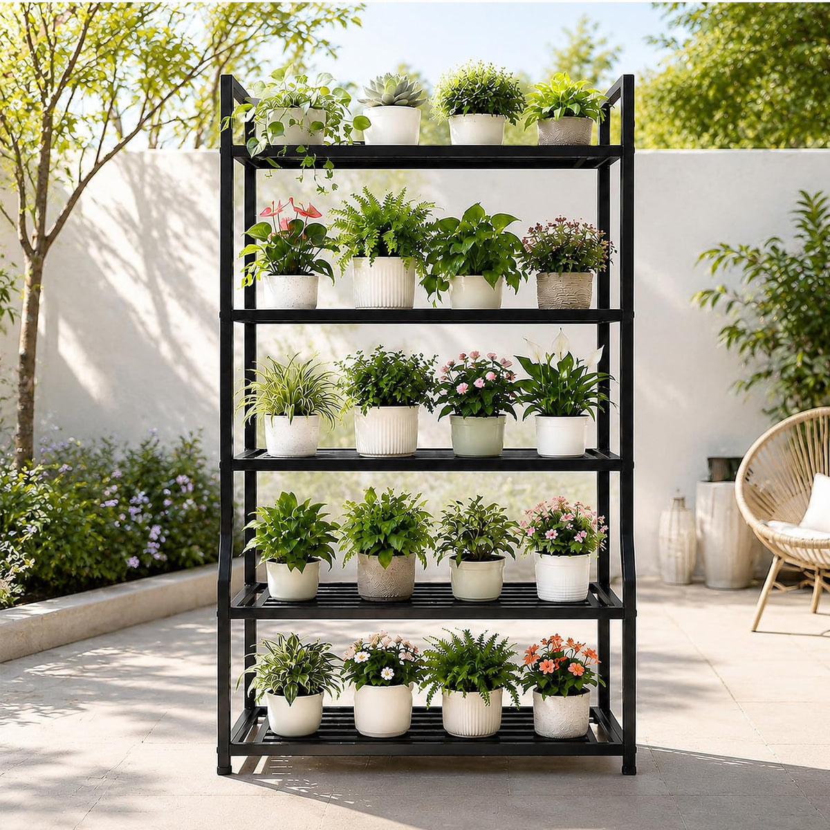 5-Tier Heavy-Duty Metal Plant Stand, Indoor & Outdoor