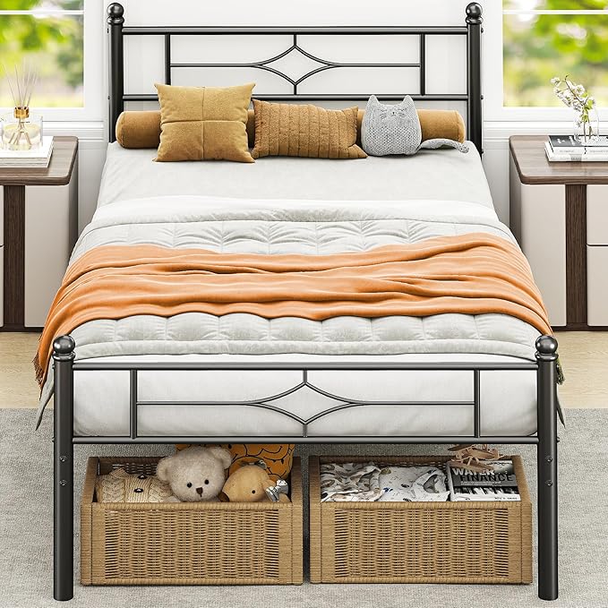 Queen Size Metal Bed Frame with Headboard and Footboard