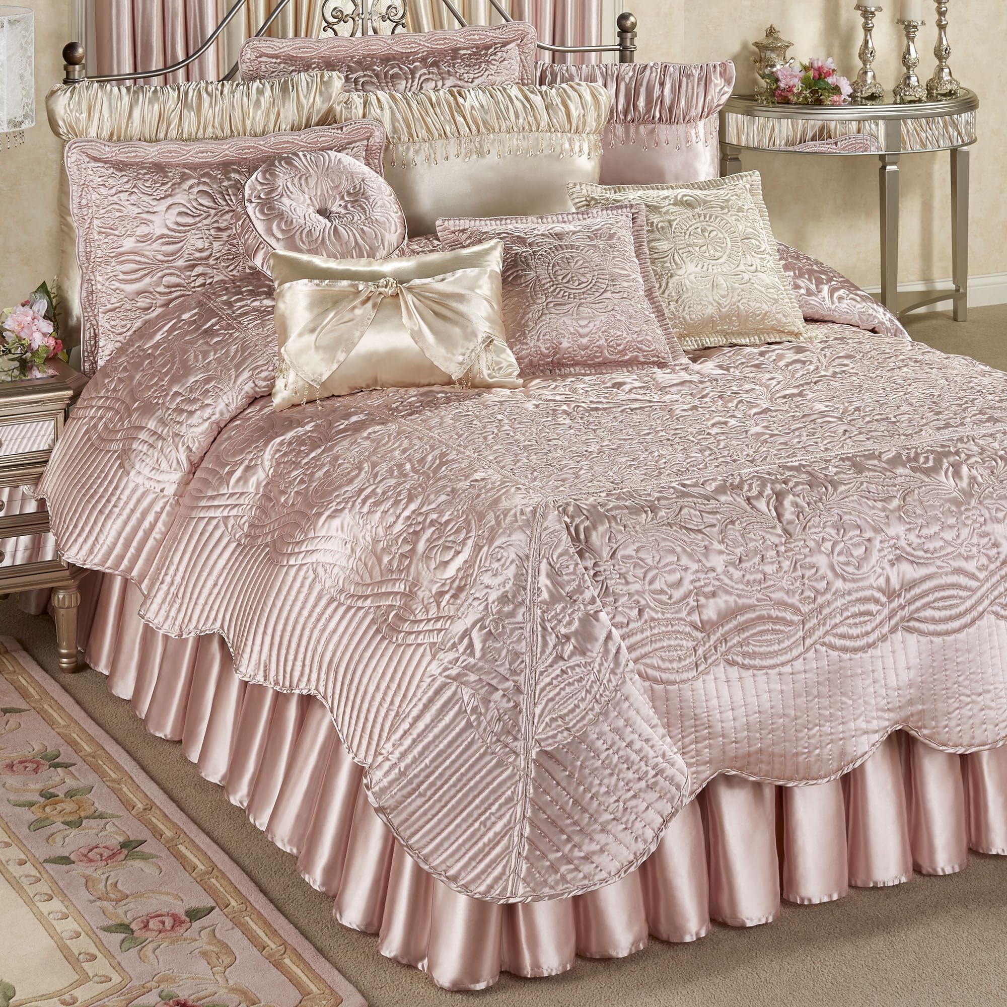 Prima Quilted Bedding | Rose Quartz Coverlet Set | 4 Piece Cal King Set